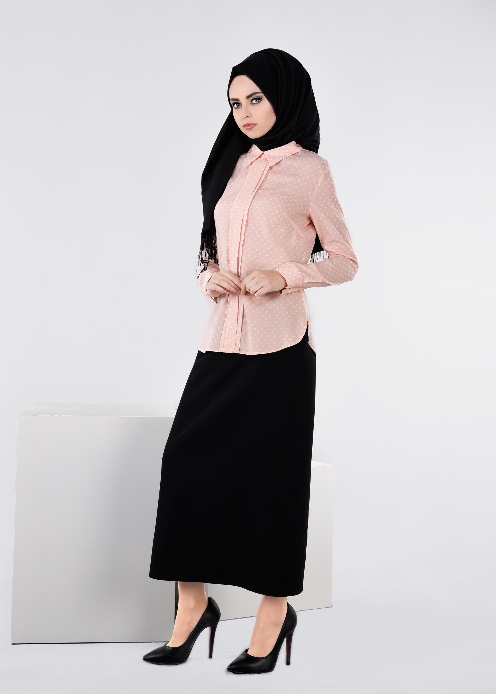 Tesettür giyim PUDRA 4545 ROSA 2411 BLUZ 38/46