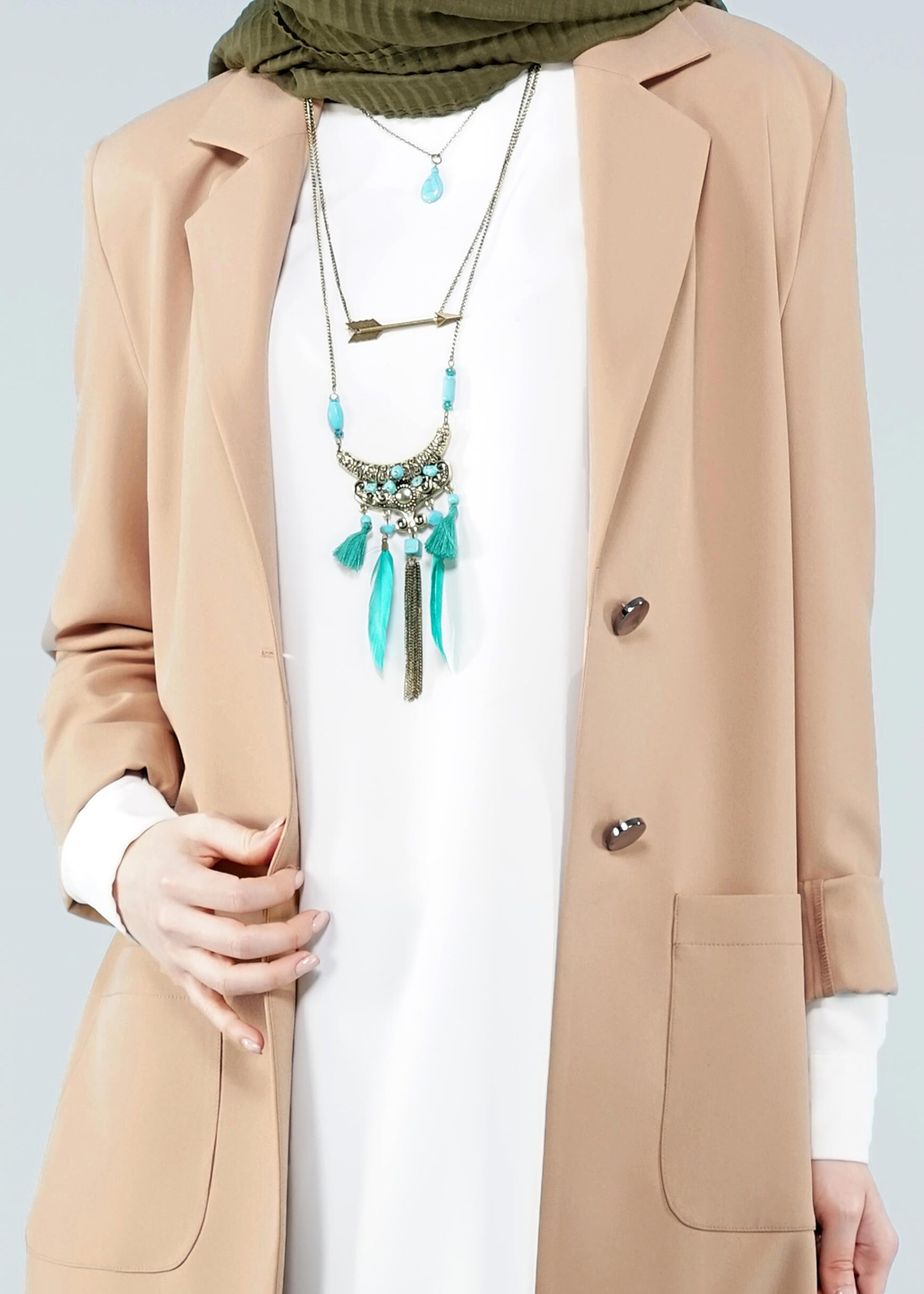 Tesettür giyim KAHVE 4171 ZOOM CEKET 38/46 TEK40