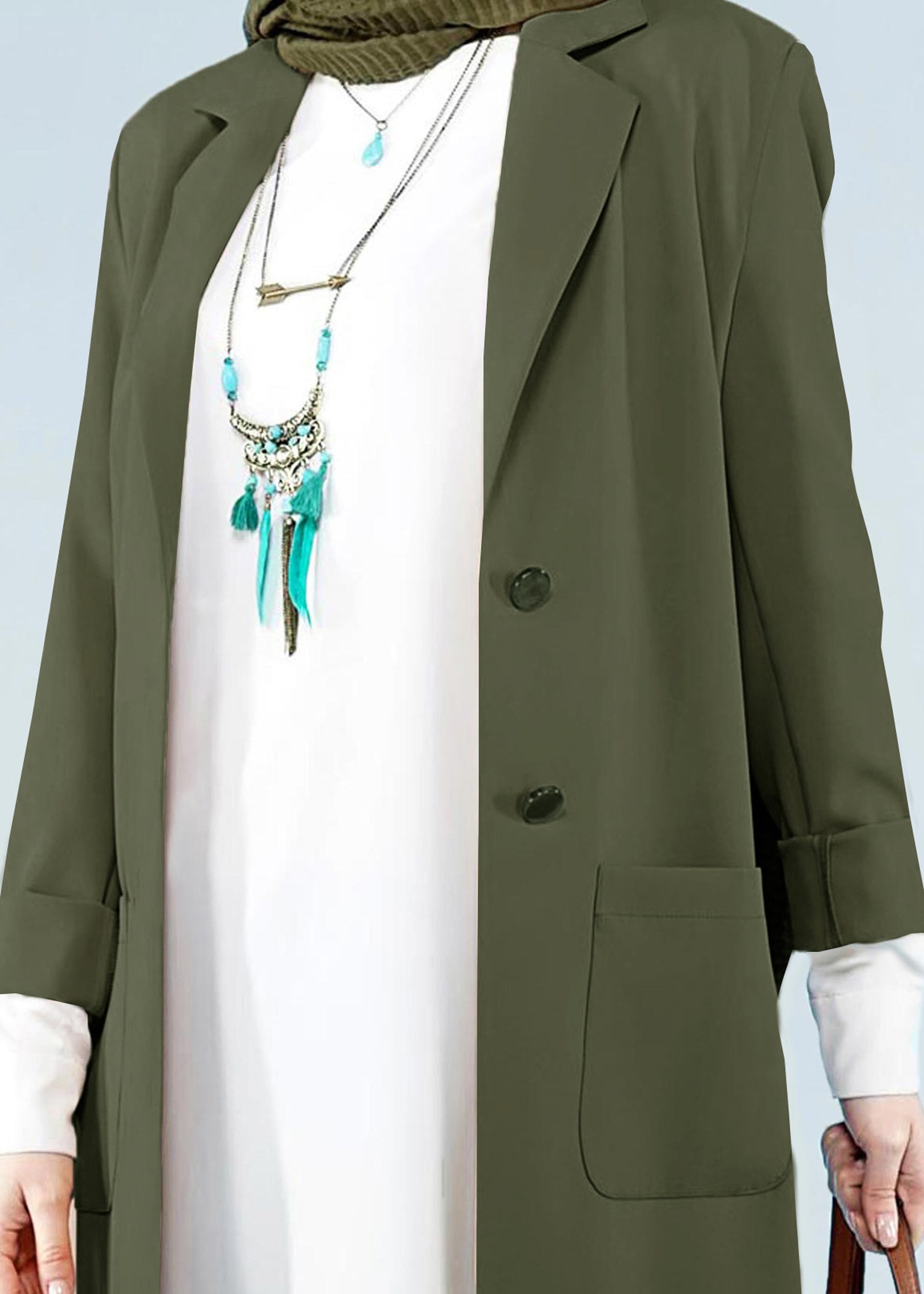 Tesettür giyim HAKİ 4171 ZOOM CEKET 38/46 TEK40