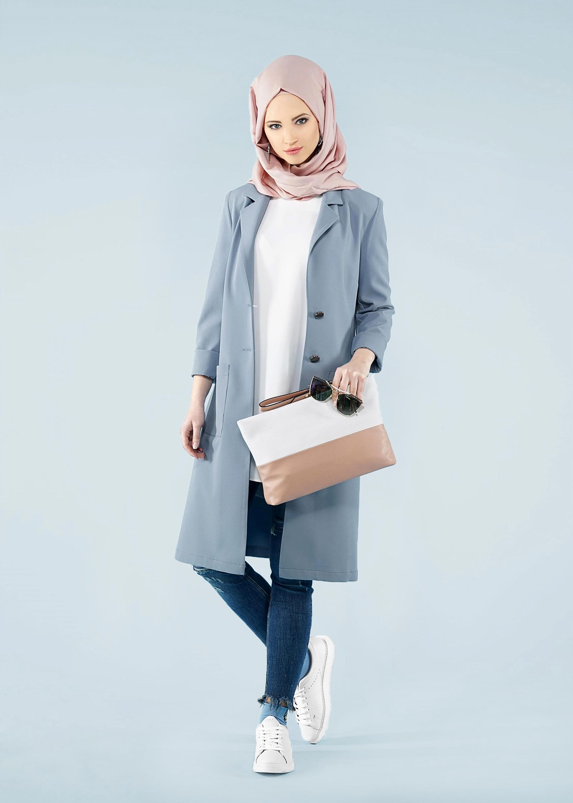 Tesettür giyim MAVİ 4171 ZOOM CEKET 38/46 TEK40