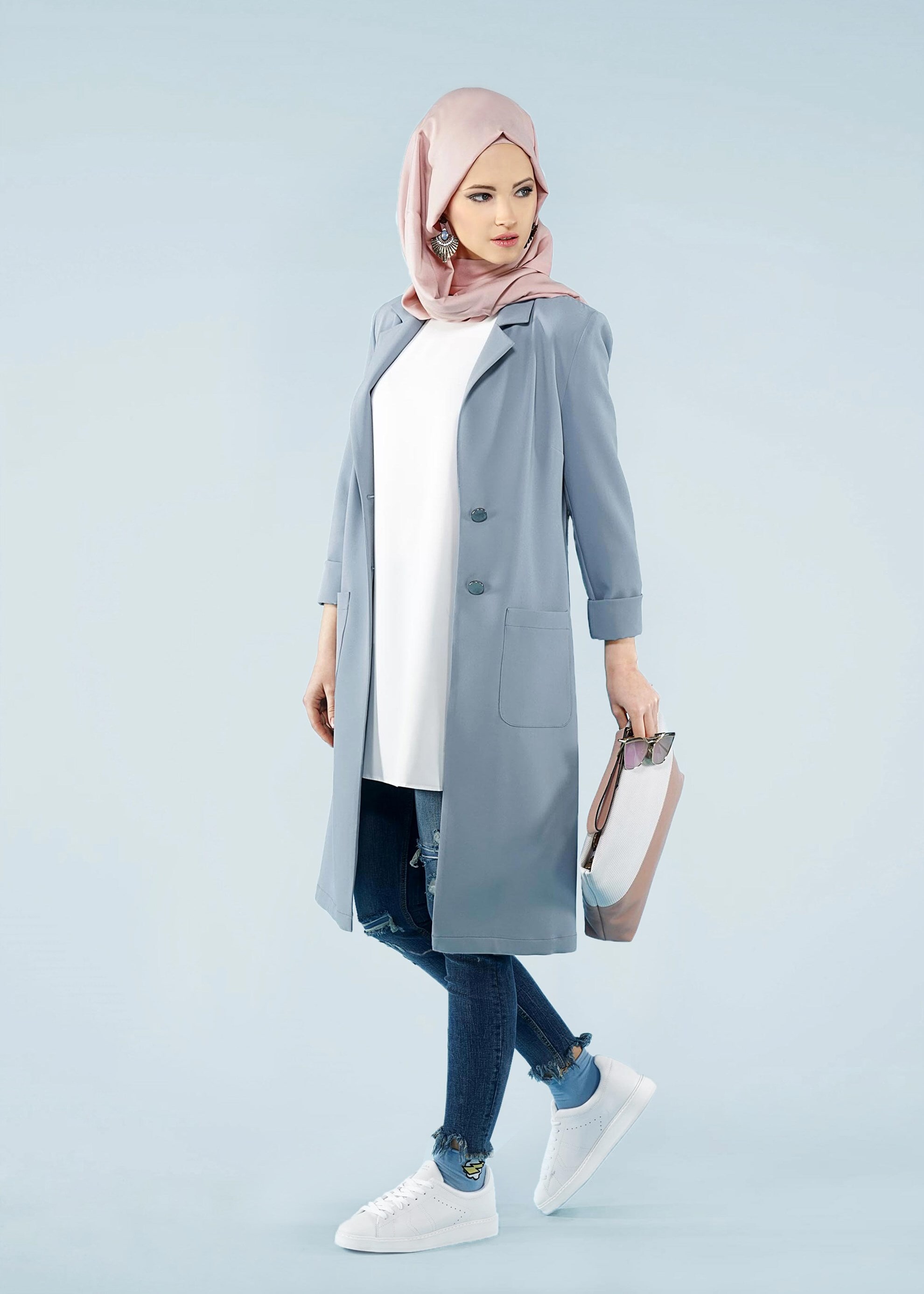 Tesettür giyim MAVİ 4171 ZOOM CEKET 38/46 TEK40