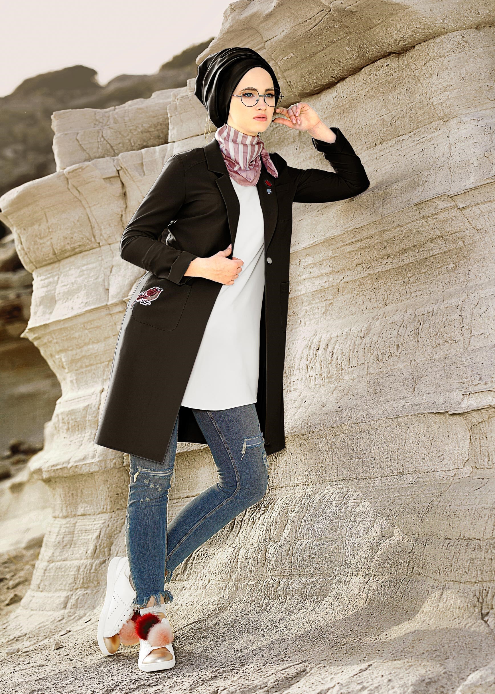 Tesettür giyim SİYAH 4181 RENGİN 55557 CEKET 36/44 TEK40-38