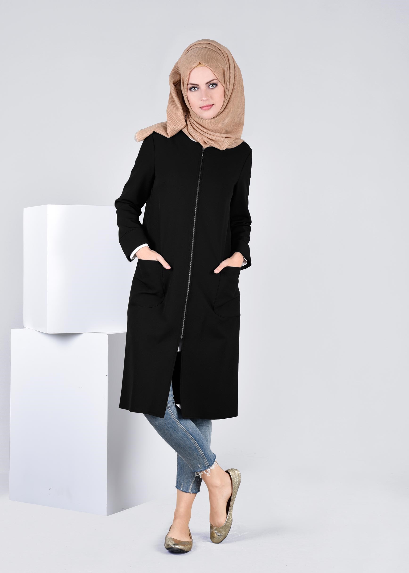 Tesettür giyim SİYAH 4183 ZOOM TESETTÜR CEKET 38/46 TEK40