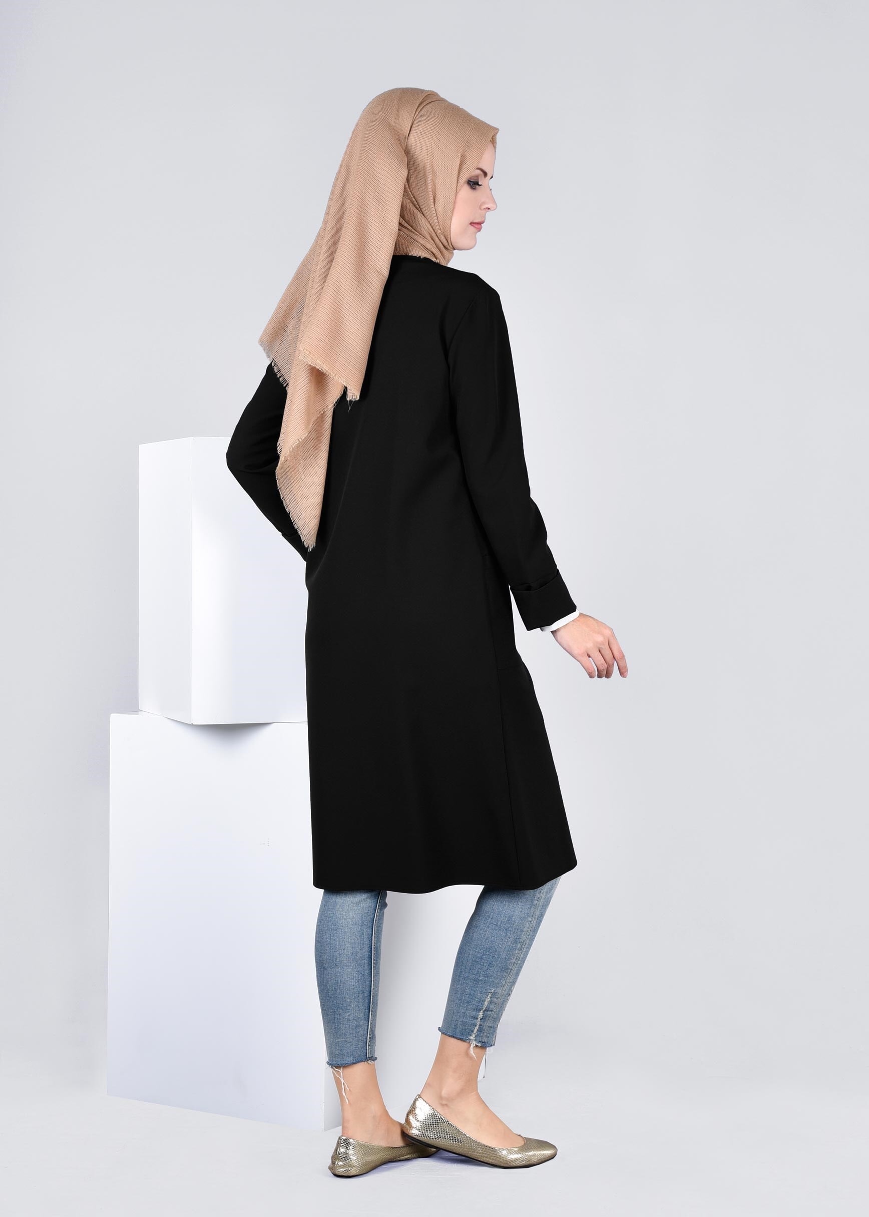 Tesettür giyim SİYAH 4183 ZOOM TESETTÜR CEKET 38/46 TEK40