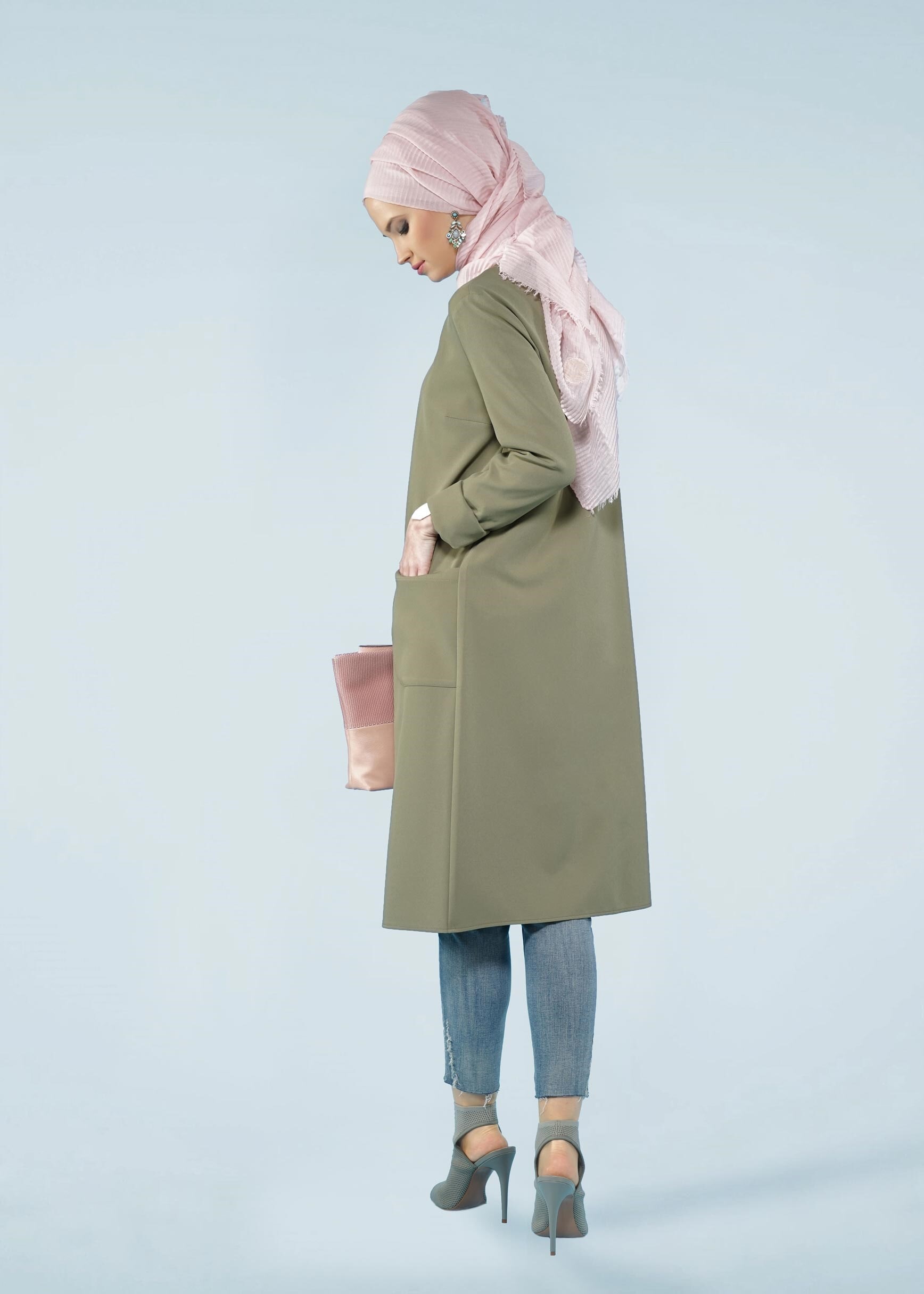 Tesettür giyim HAKİ 4183 ZOOM TESETTÜR CEKET 38/46 TEK40