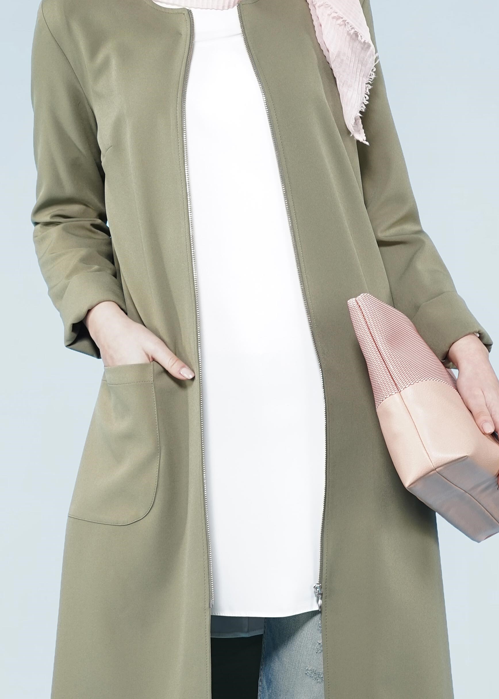 Tesettür giyim HAKİ 4183 ZOOM TESETTÜR CEKET 38/46 TEK40