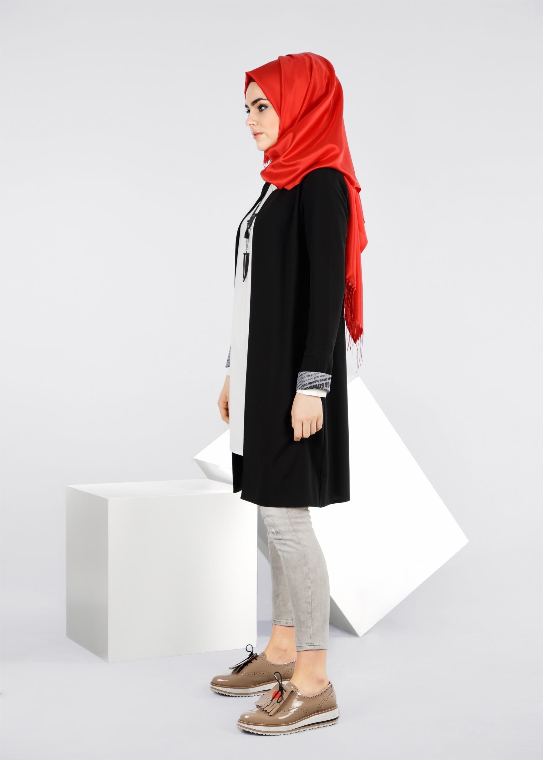 Tesettür giyim SİYAH 4219 CAMİLA 6385 CEKET 38/46 TEK40