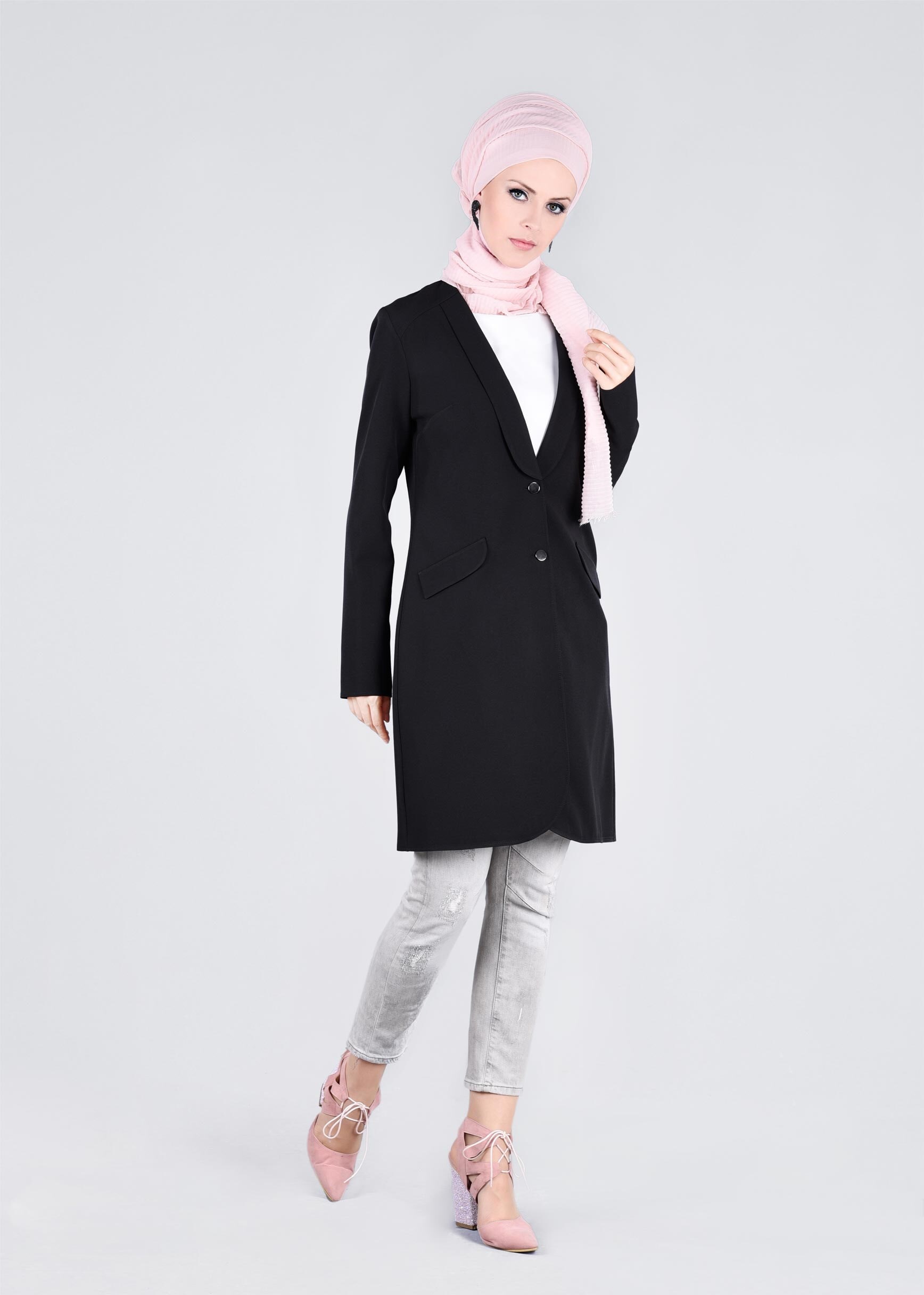 Tesettür giyim SİYAH 4222 ZOOM CEKET 38/46 TEK36