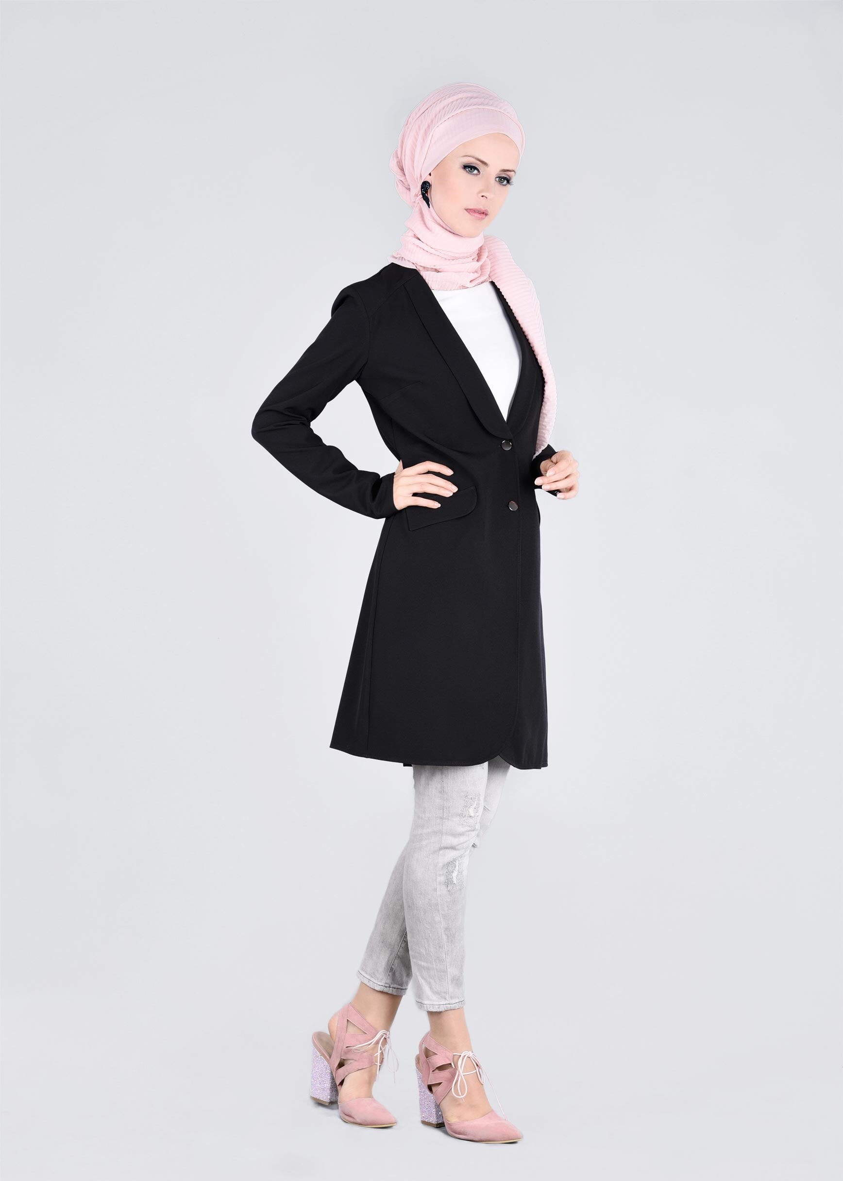Tesettür giyim SİYAH 4222 ZOOM CEKET 38/46 TEK36