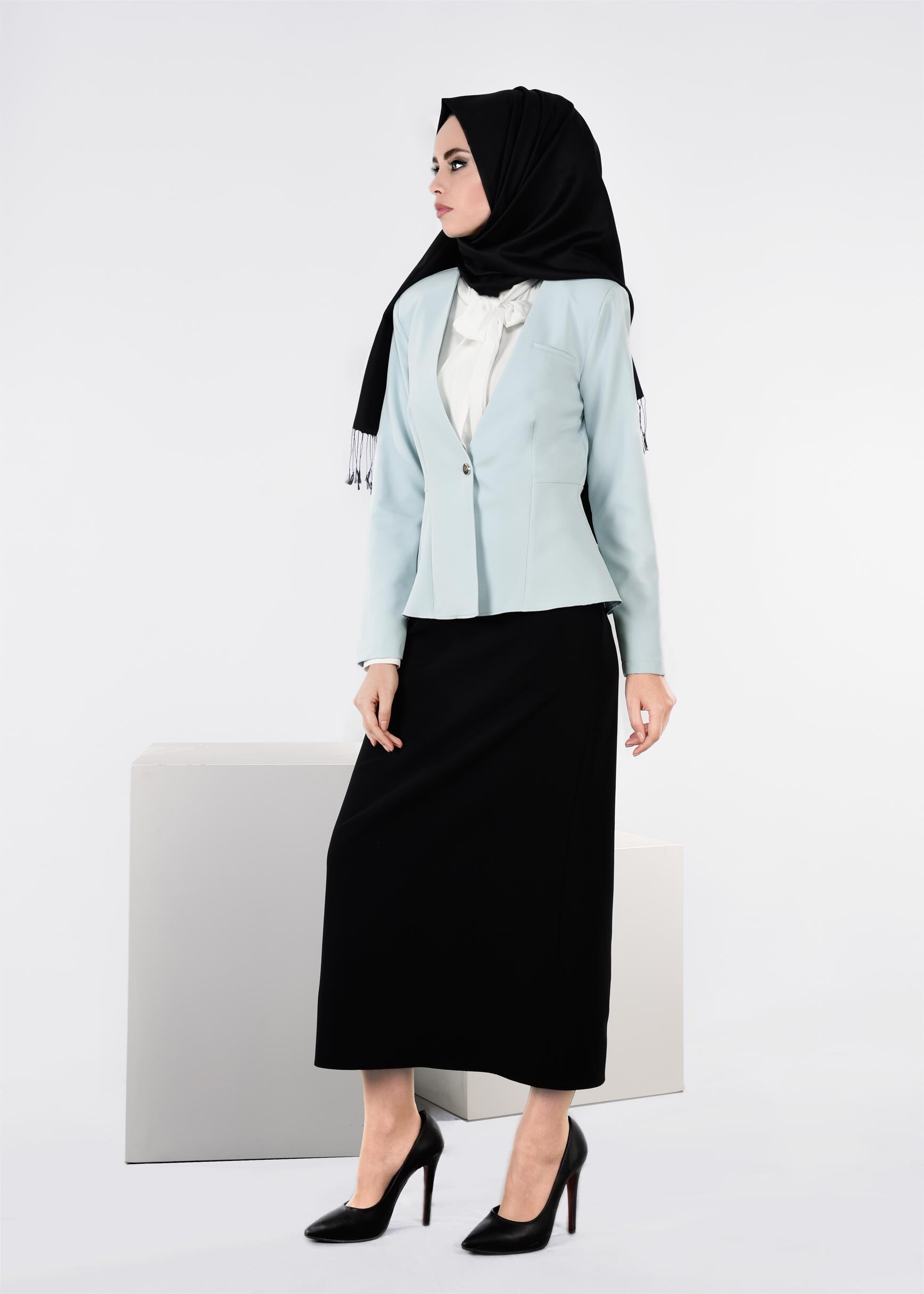 Tesettür giyim MAVİ 4224 ZOOM CEKET 38/44 TEK36