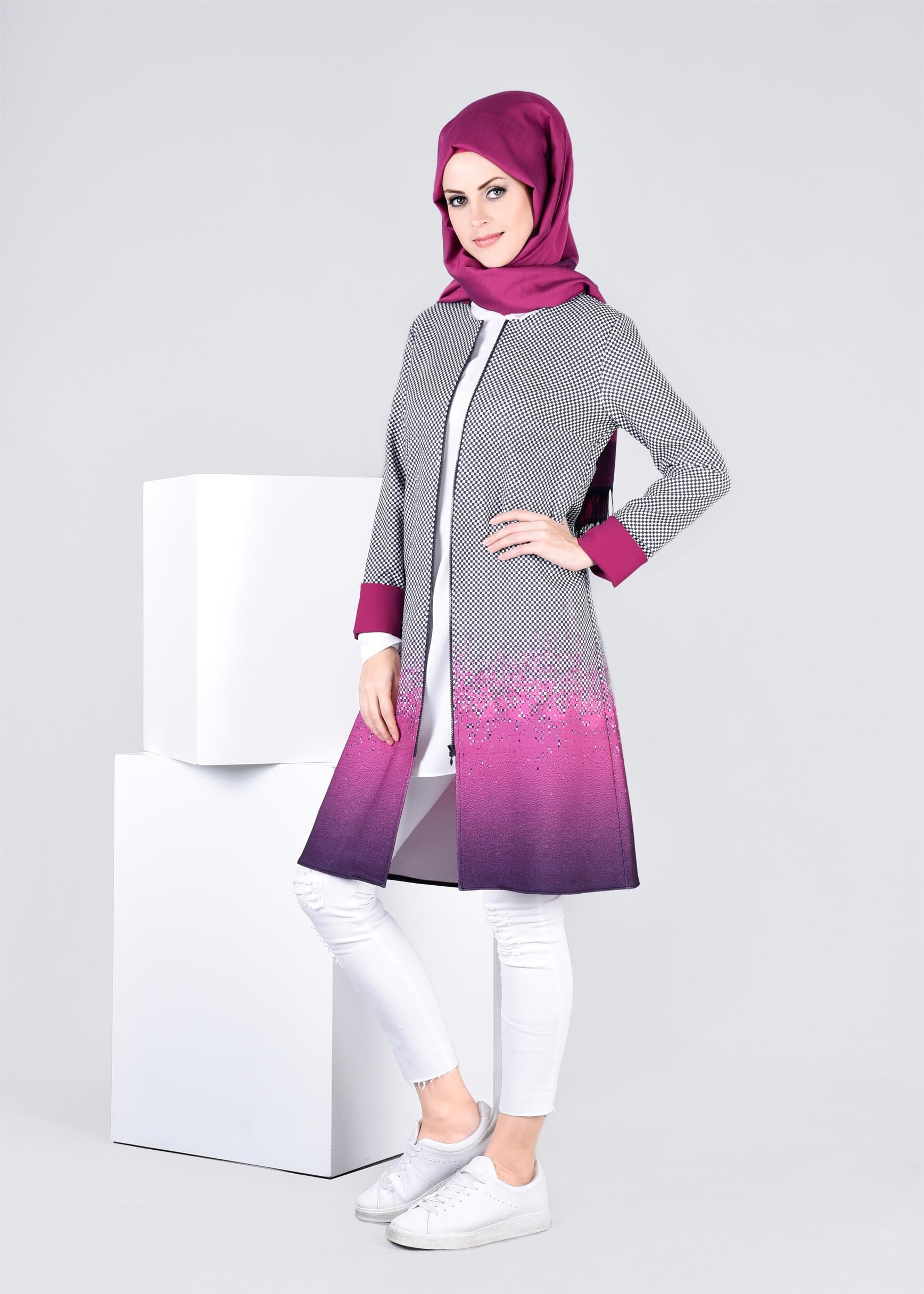 Tesettür giyim FUŞYA 4276 POWER 2246 CEKET 38/46 TEK40