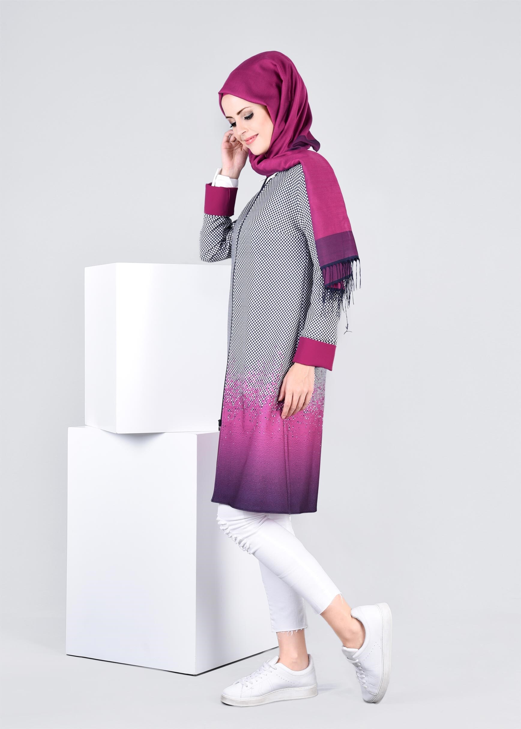 Tesettür giyim FUŞYA 4276 POWER 2246 CEKET 38/46 TEK40