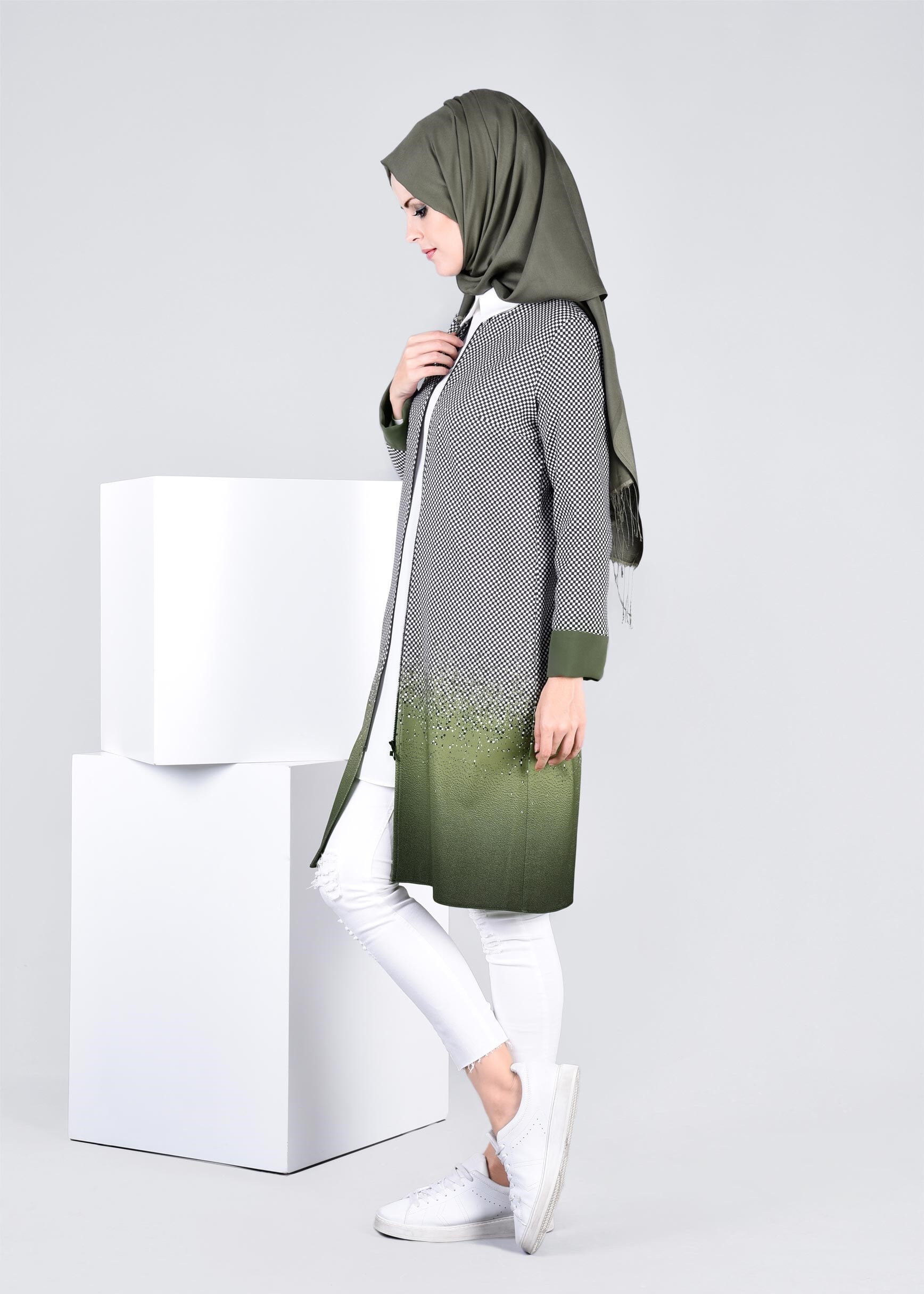 Tesettür giyim HAKİ 4276 POWER 2246 CEKET 38/46 TEK40