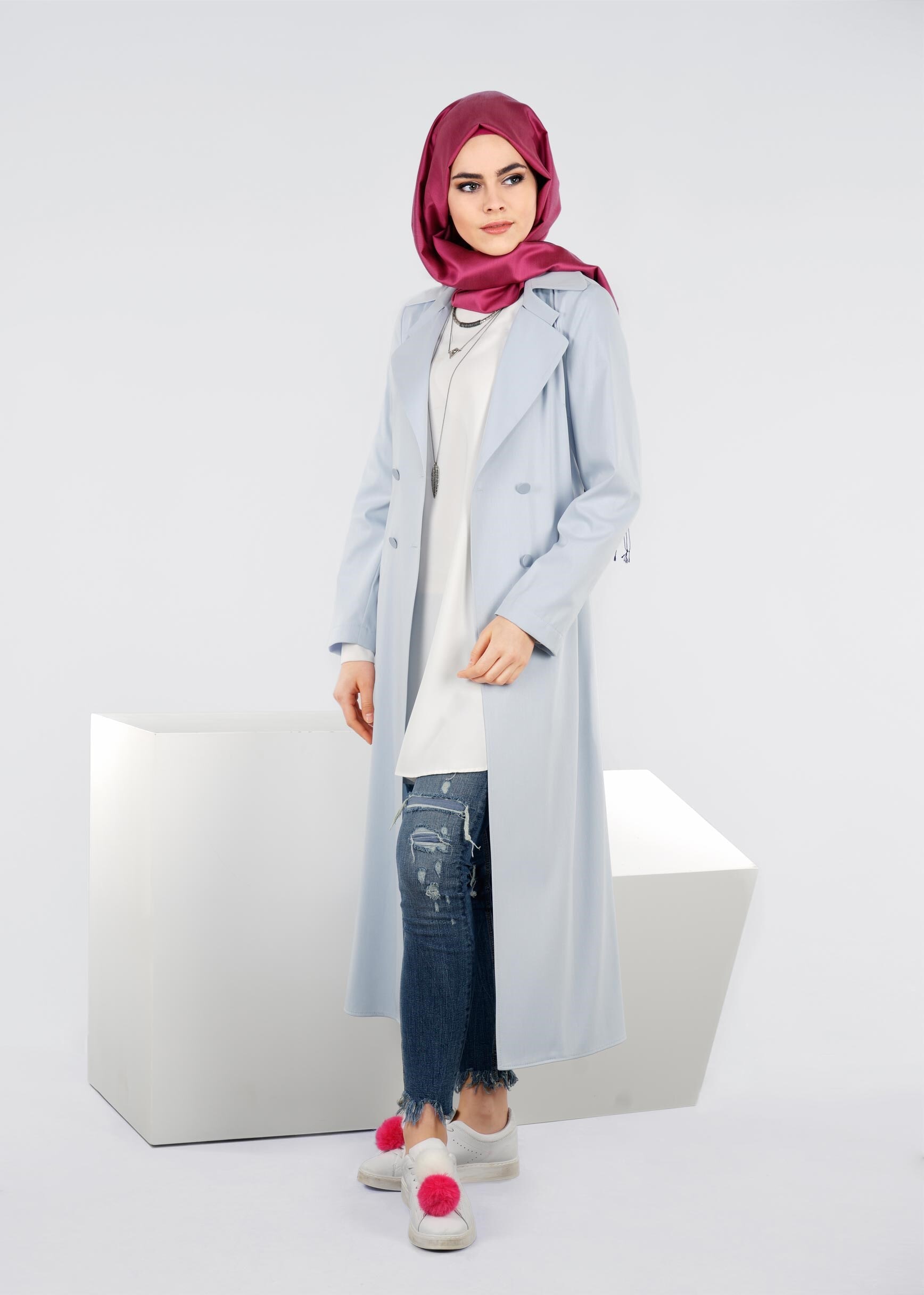 Tesettür giyim MAVİ 4322 NADYA 43414 CEKET 38/44 TEK36