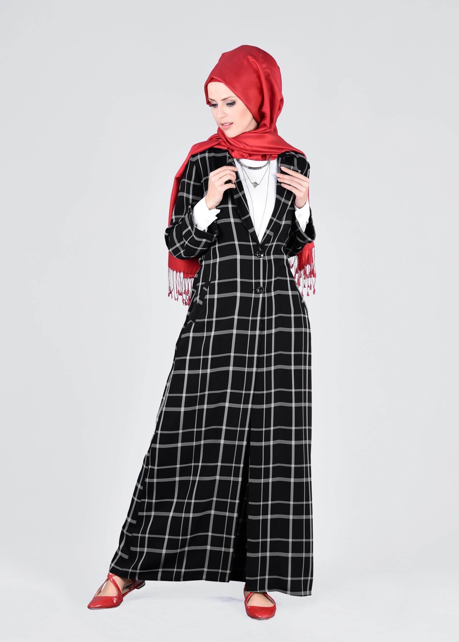 Tesettür giyim SİYAH 4345 AKADEMİA K.EKOSE CEKET 38/46 TEK40