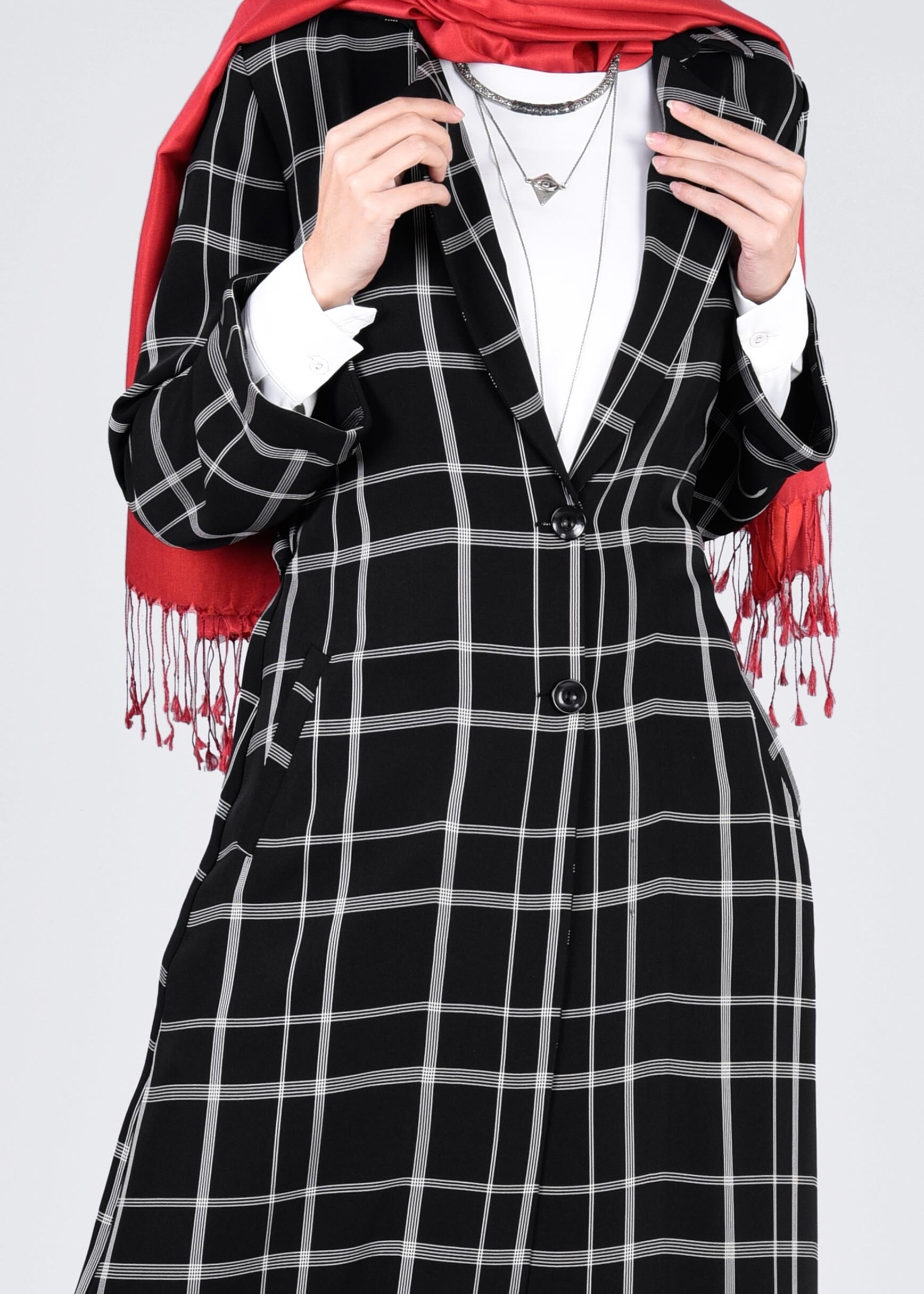 Tesettür giyim SİYAH 4345 AKADEMİA K.EKOSE CEKET 38/46 TEK40