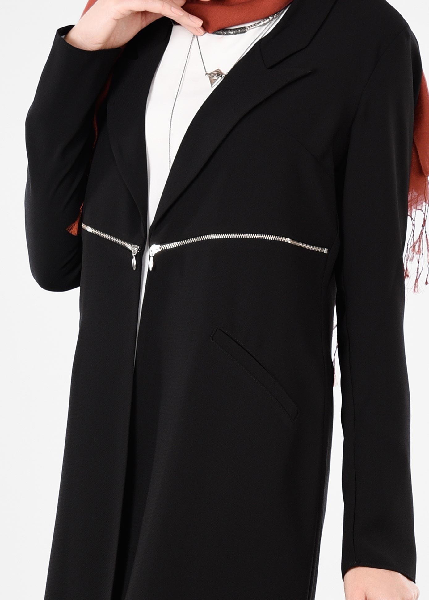 Tesettür giyim SİYAH 4351 ELVAN 3731 TESETTÜR CEKET 38/46 TEK40