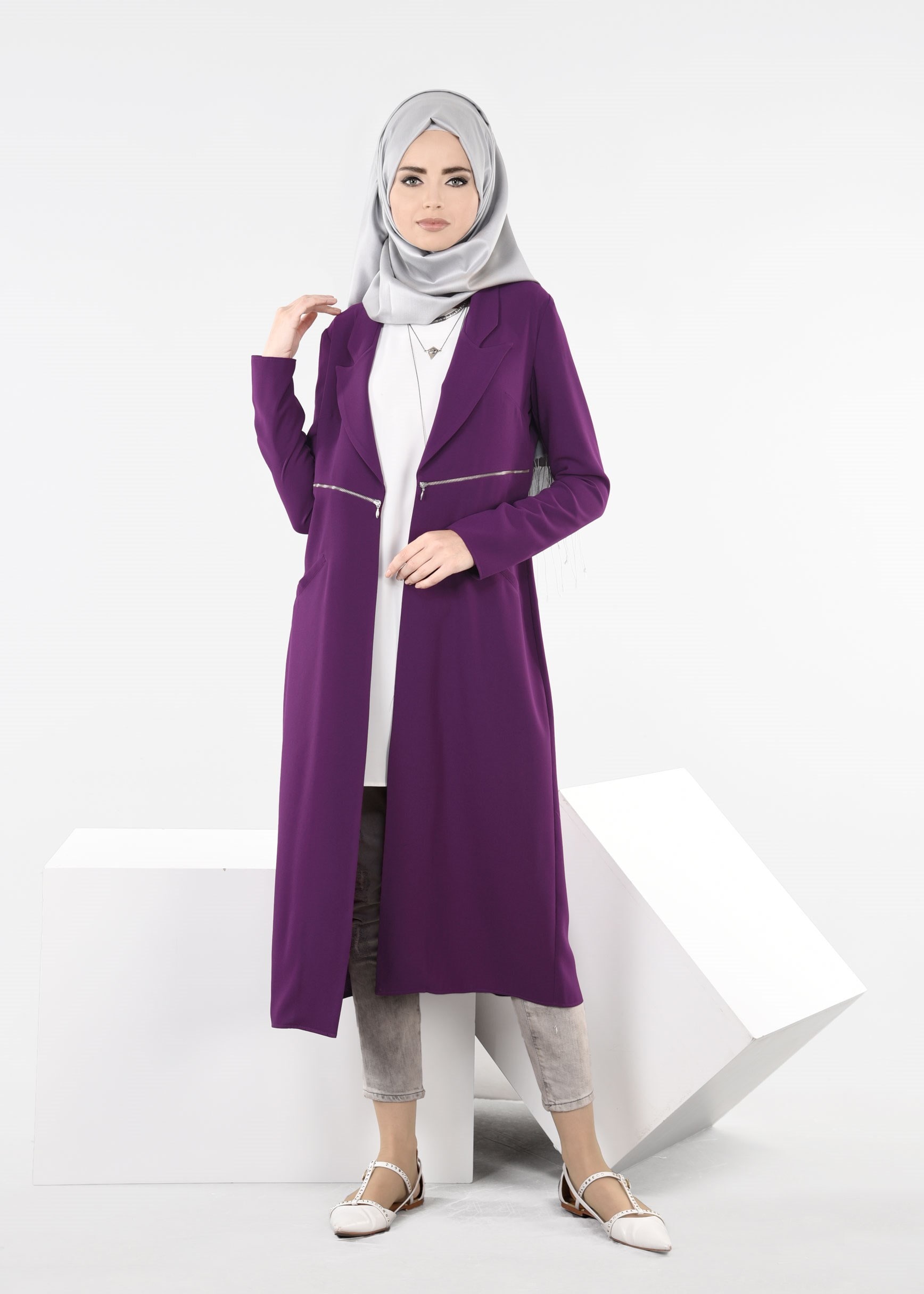 Tesettür giyim MOR 4351 ELVAN 3731 TESETTÜR CEKET 38/46 TEK40