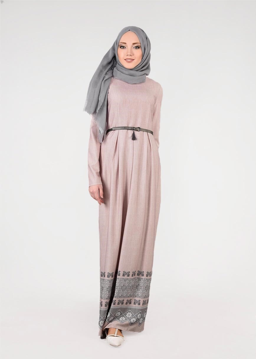 Tesettür giyim PUDRA 4455 Sakız 11318 Tesettür Elbise 38/44 TEK40