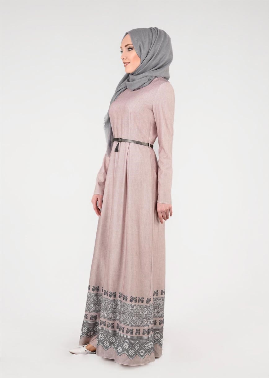 Tesettür giyim PUDRA 4455 Sakız 11318 Tesettür Elbise 38/44 TEK40