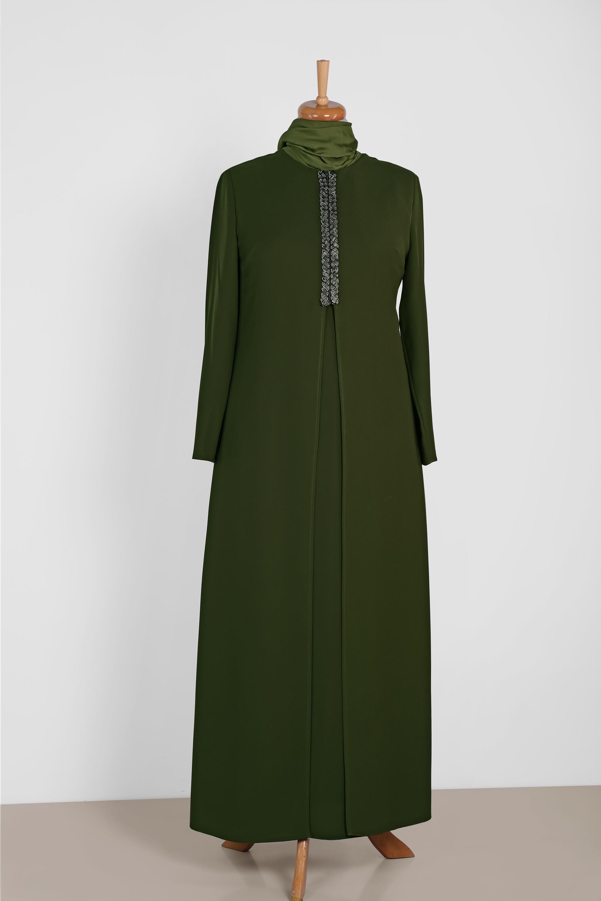 Tesettür giyim HAKİ 2671 MARAL 5985 ELBİSE 44/50 TEK42