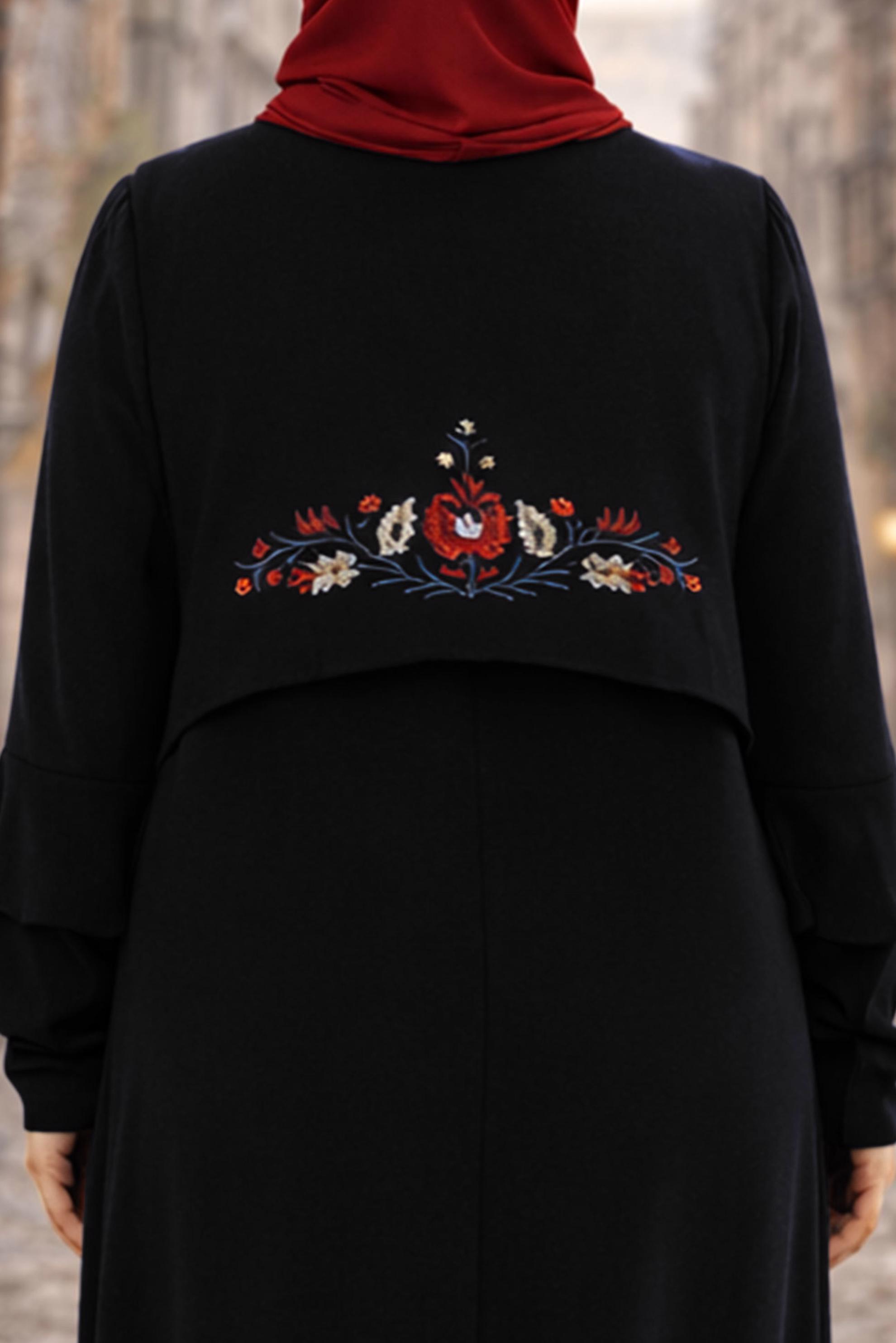 Tesettür giyim SİYAH YELEKLİ ELBİSE TAKIMI 2697