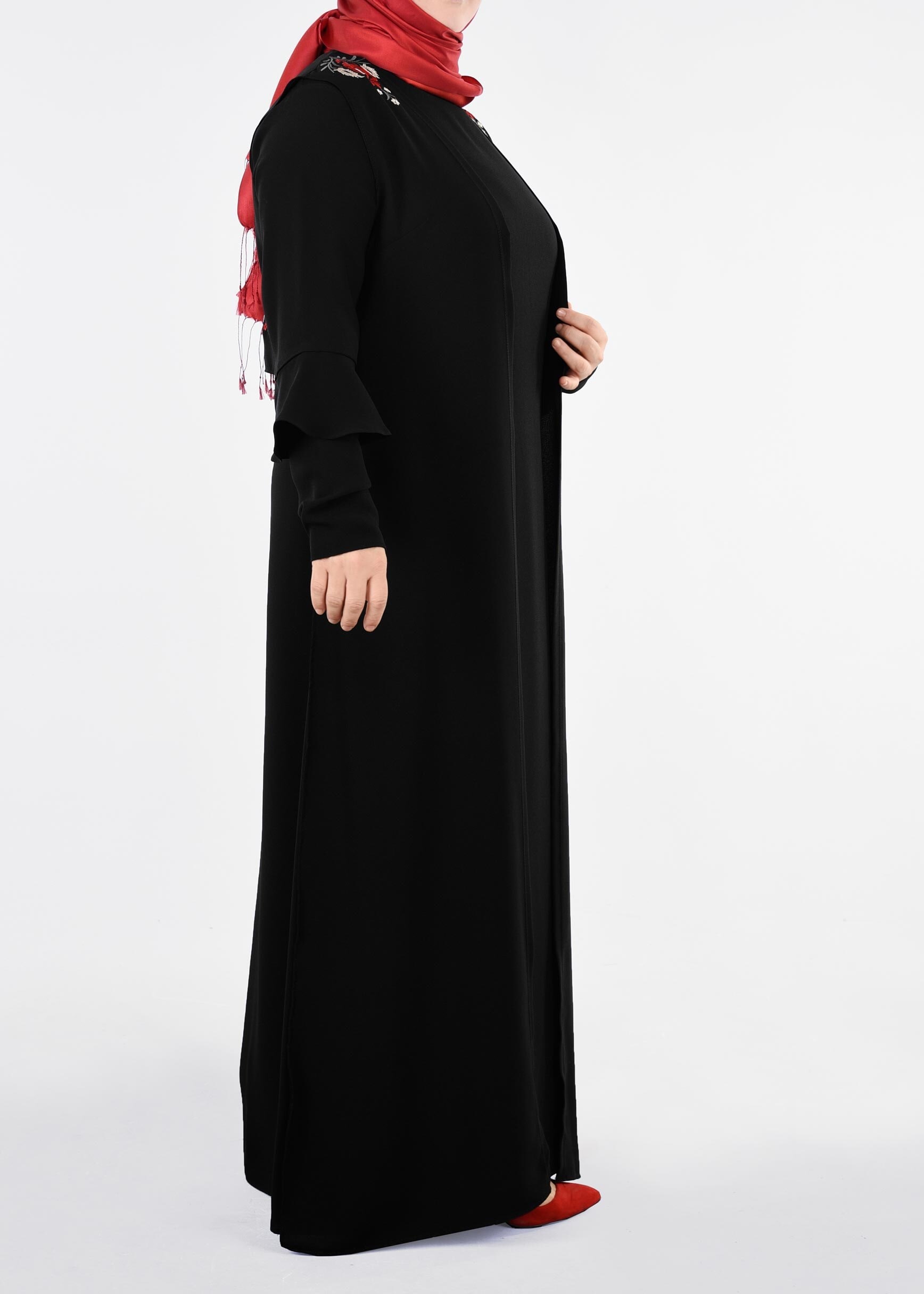 Tesettür giyim SİYAH 2697 NİL CREP 2&prime;Lİ ELBİSE 44/50 TEK46