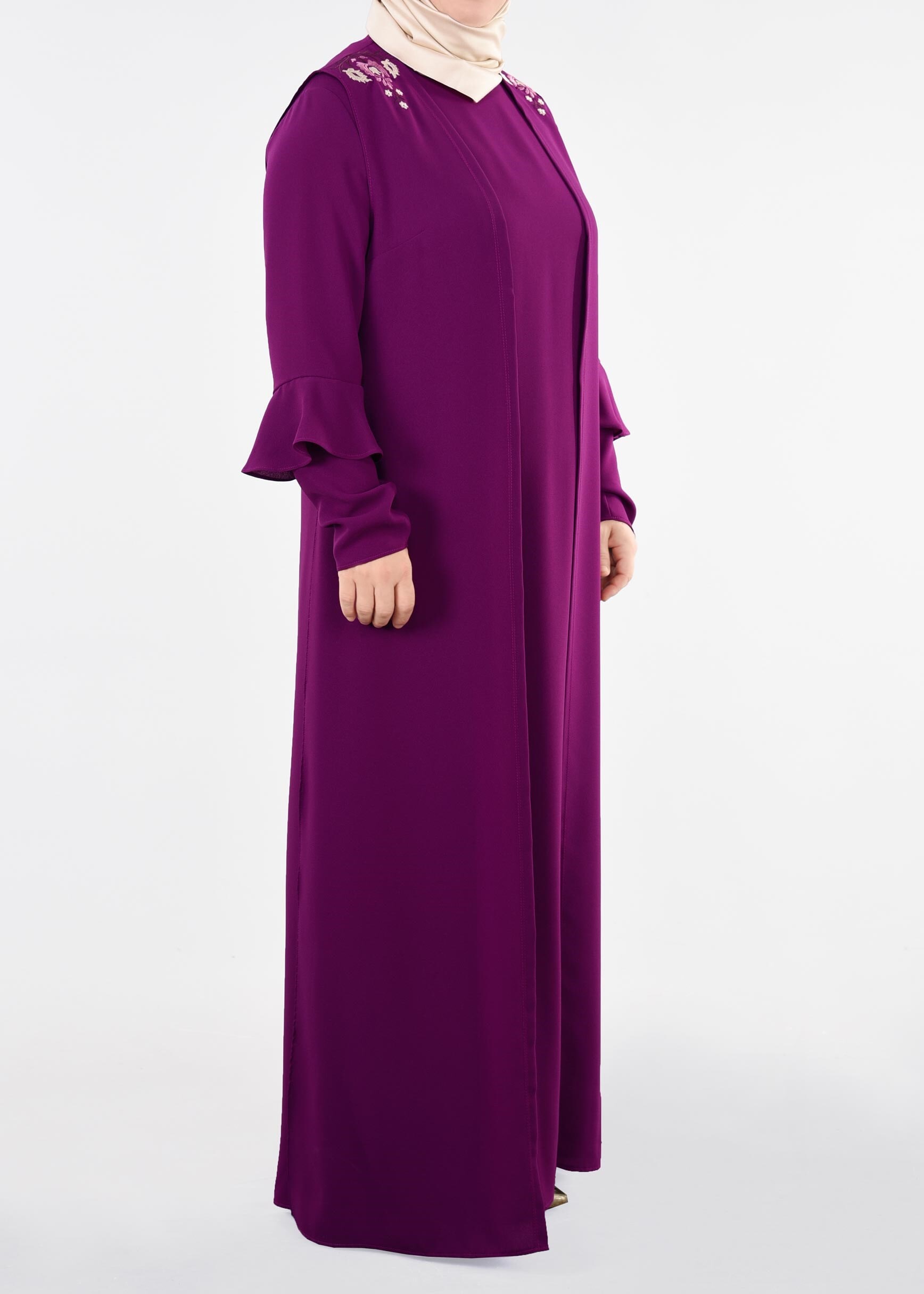 Tesettür giyim MOR 2697 NİL CREP 2&prime;Lİ ELBİSE 44/50 TEK46