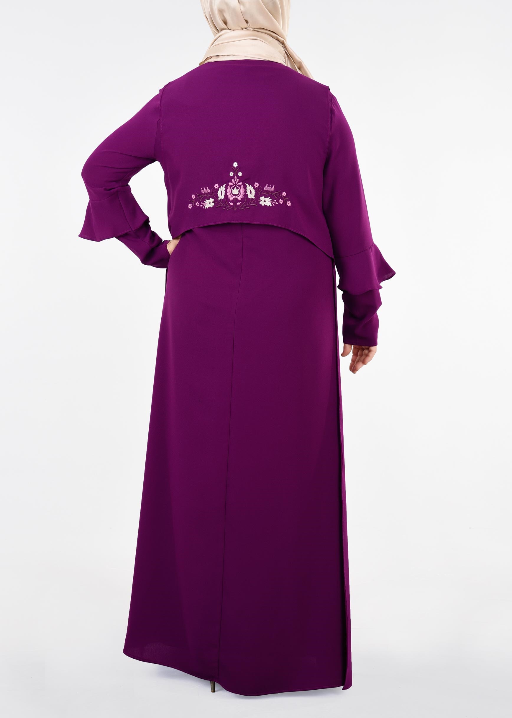 Tesettür giyim MOR 2697 NİL CREP 2&prime;Lİ ELBİSE 44/50 TEK46