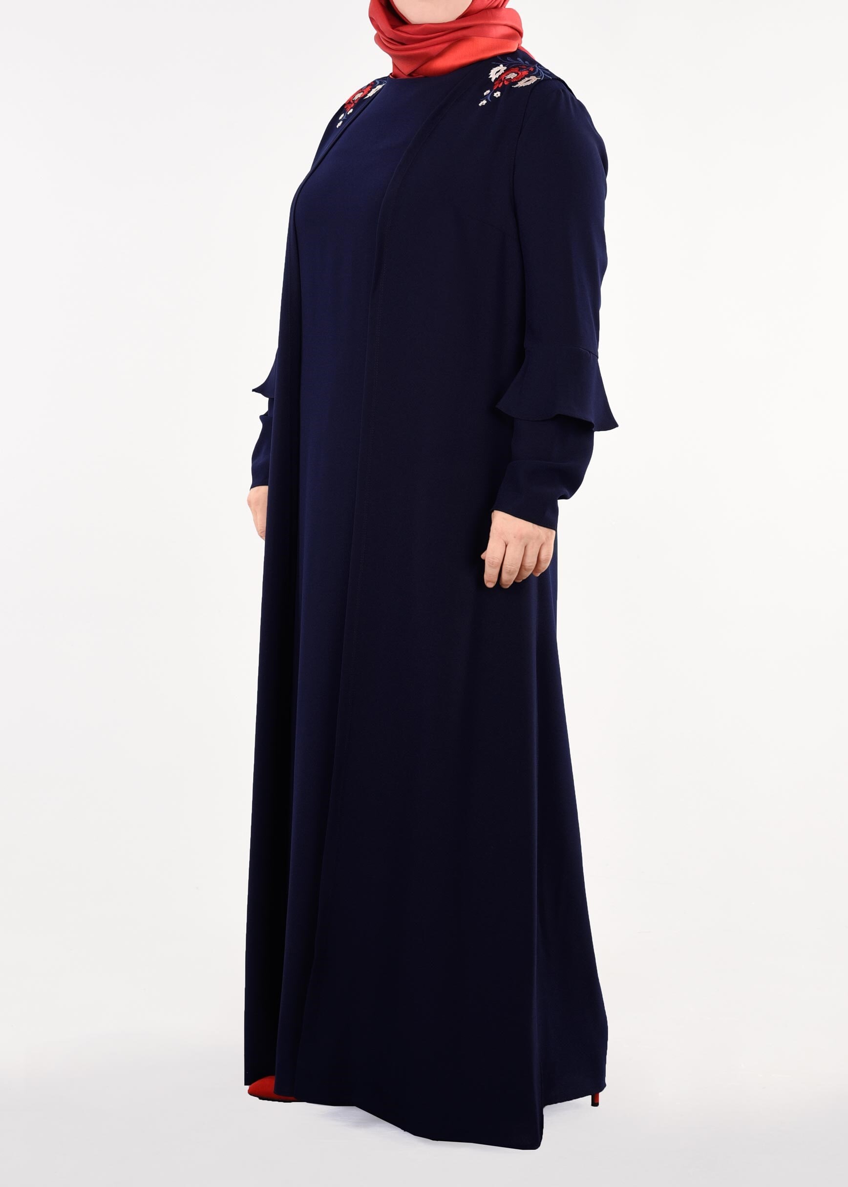 Tesettür giyim LACİVERT 2697 NİL CREP 2′Lİ ELBİSE 44/50 TEK46