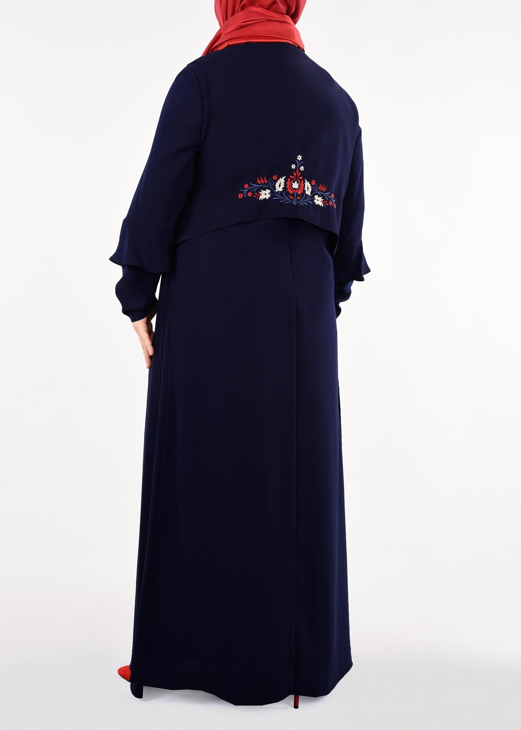 Tesettür giyim LACİVERT 2697 NİL CREP 2′Lİ ELBİSE 44/50 TEK46