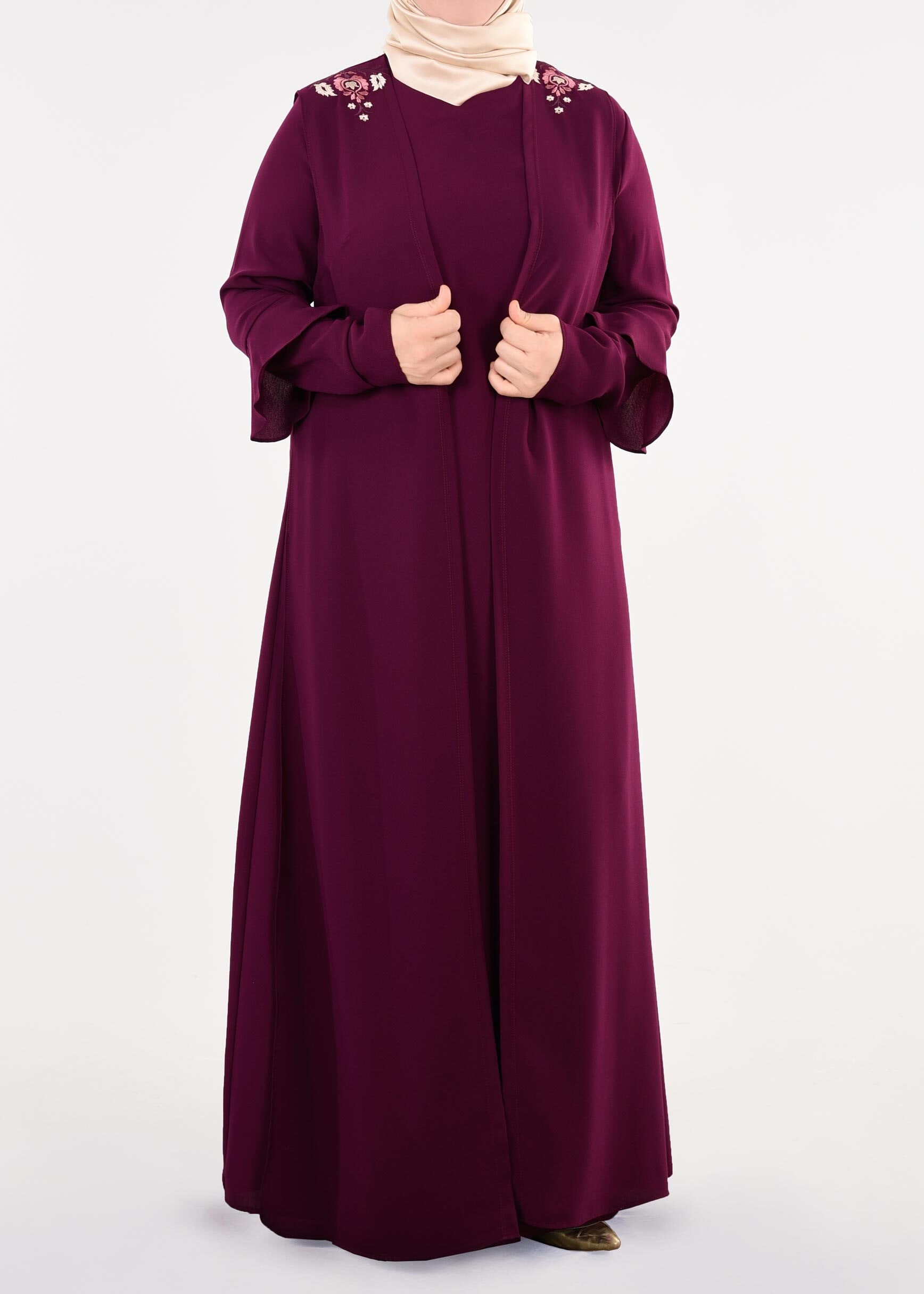 Tesettür giyim MÜRDÜM 2697 NİL CREP 2&prime;Lİ ELBİSE 44/50 TEK46