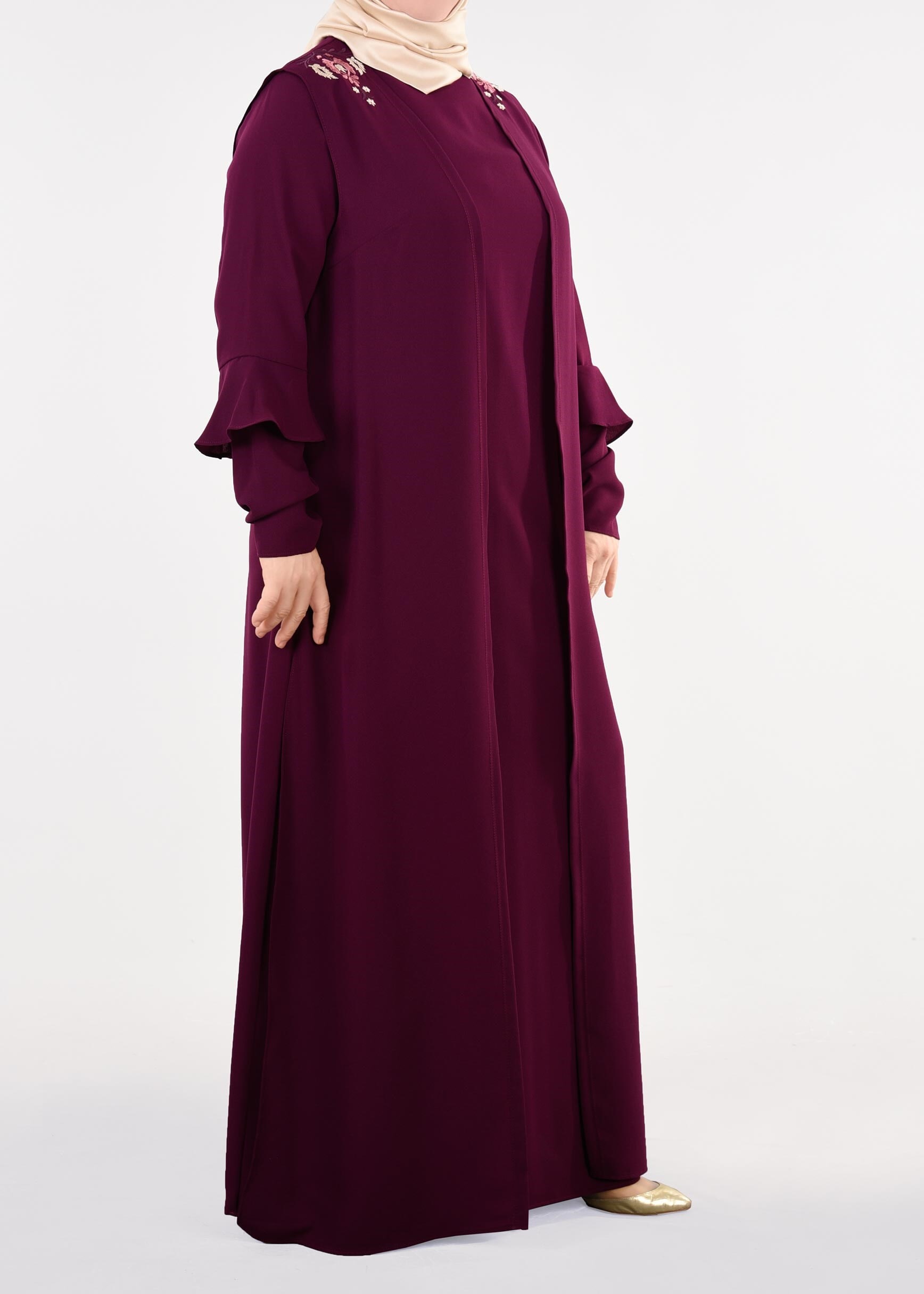 Tesettür giyim MÜRDÜM 2697 NİL CREP 2&prime;Lİ ELBİSE 44/50 TEK46