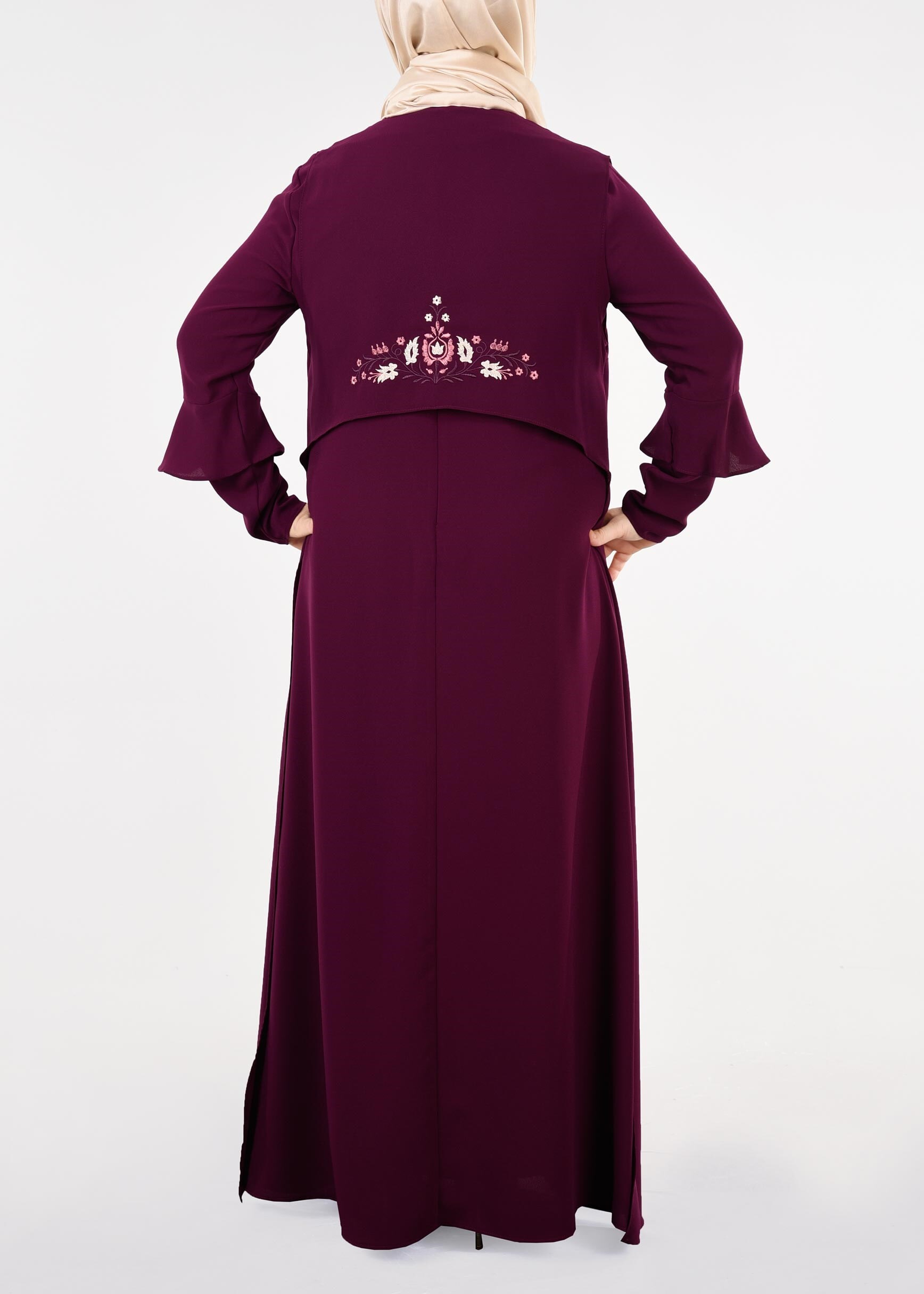 Tesettür giyim MÜRDÜM 2697 NİL CREP 2&prime;Lİ ELBİSE 44/50 TEK46