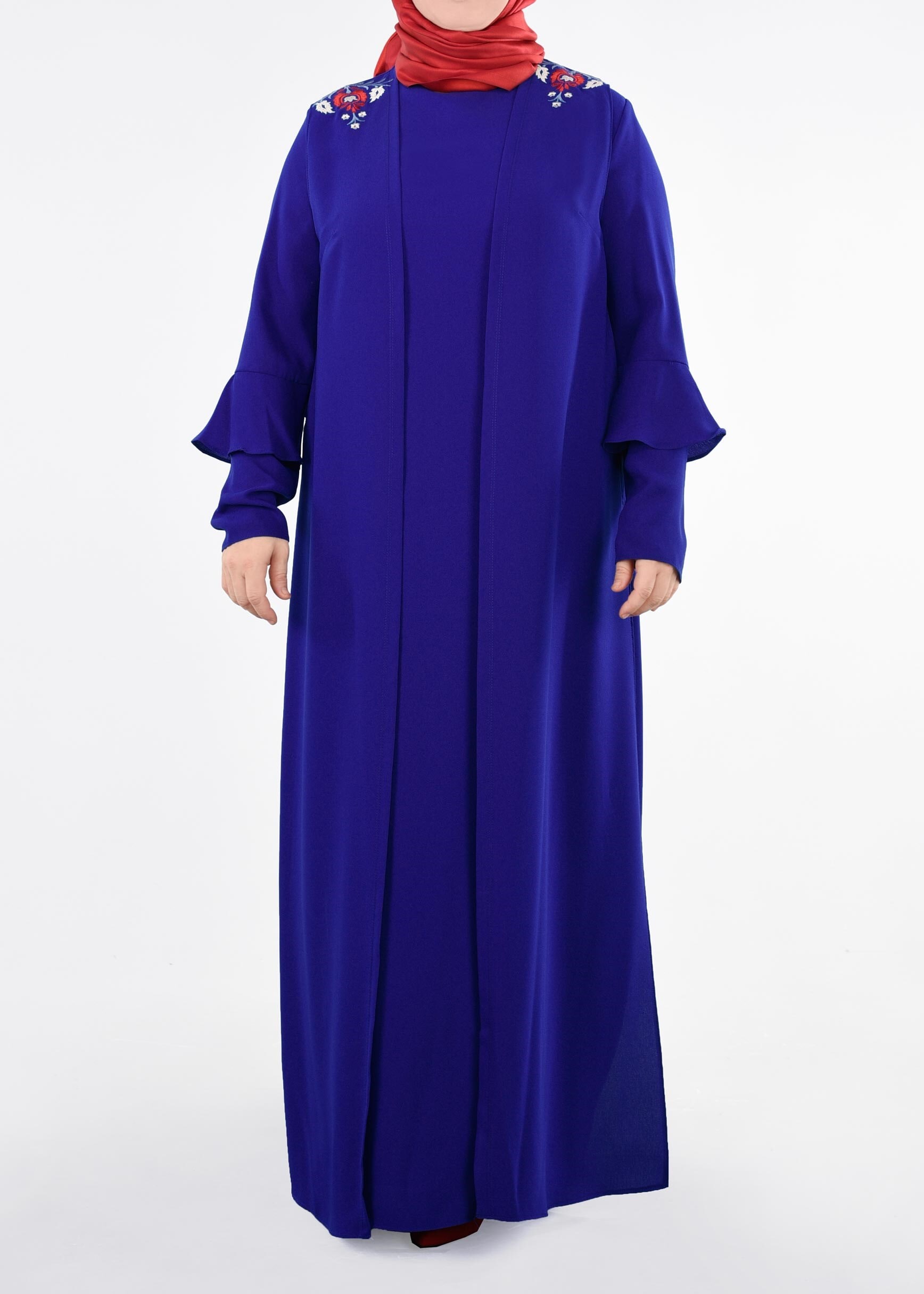 Tesettür giyim LACİVERT 2697 NİL CREP 2&prime;Lİ ELBİSE 44/50 TEK46