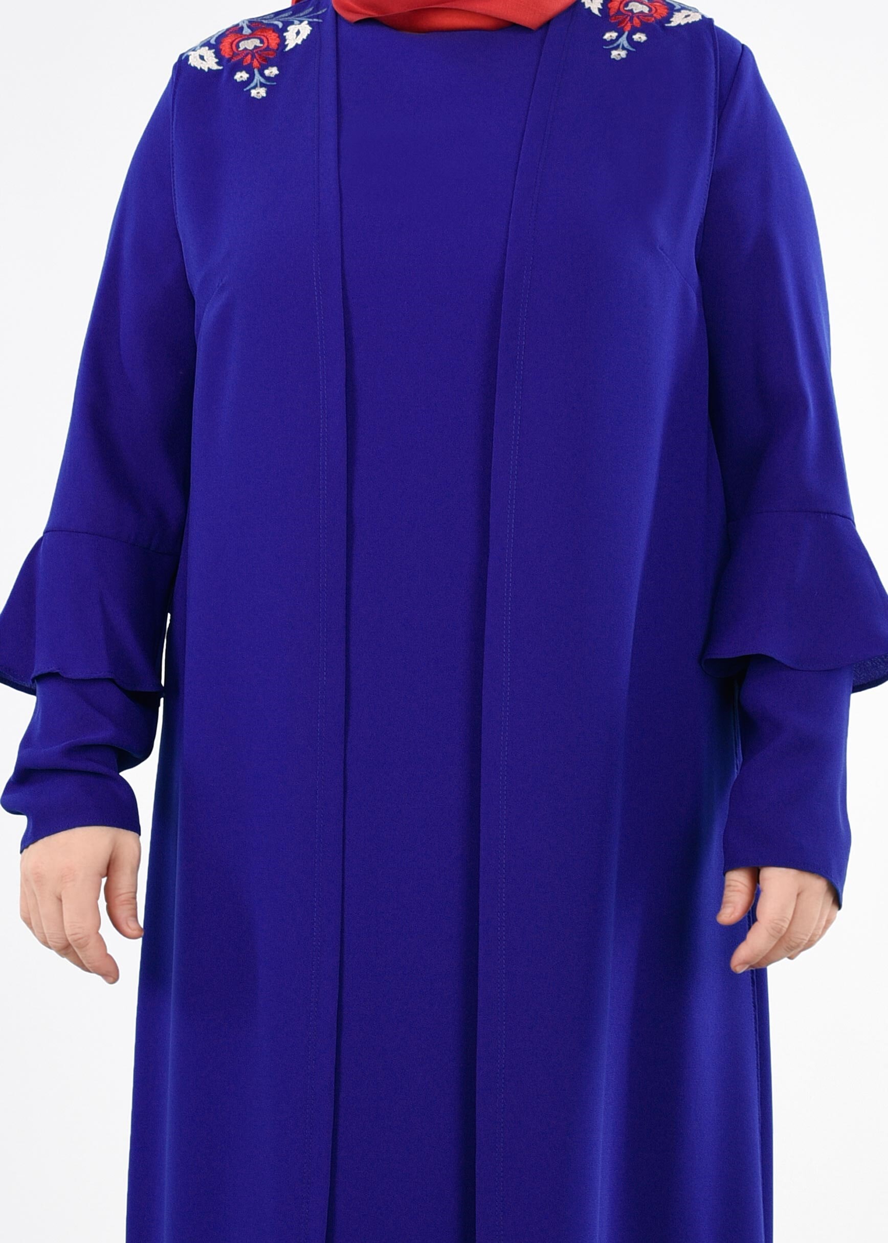 Tesettür giyim LACİVERT 2697 NİL CREP 2&prime;Lİ ELBİSE 44/50 TEK46