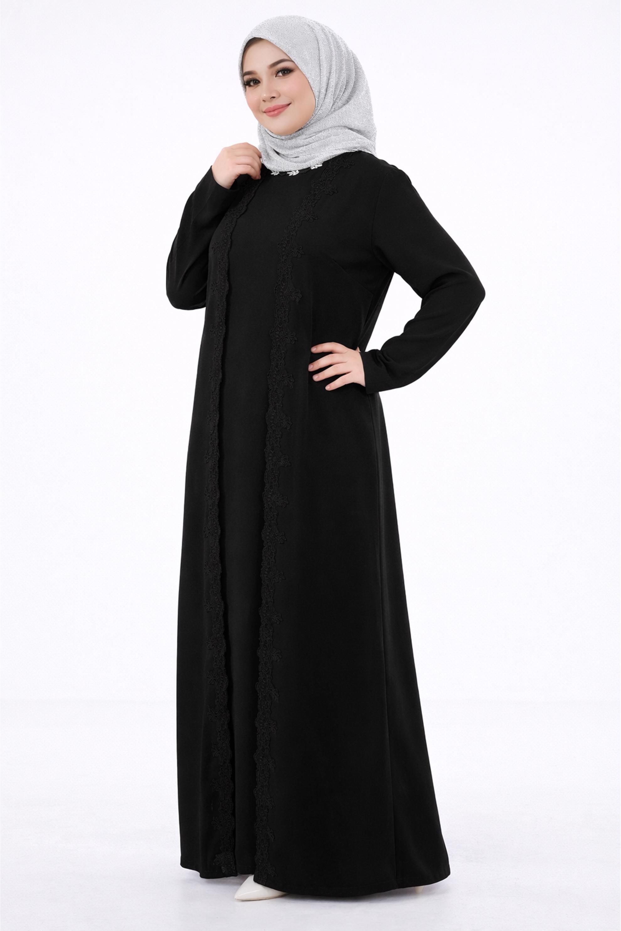 Tesettür giyim SİYAH GÜPÜRLÜ ELBİSELİ TAKIM 2699