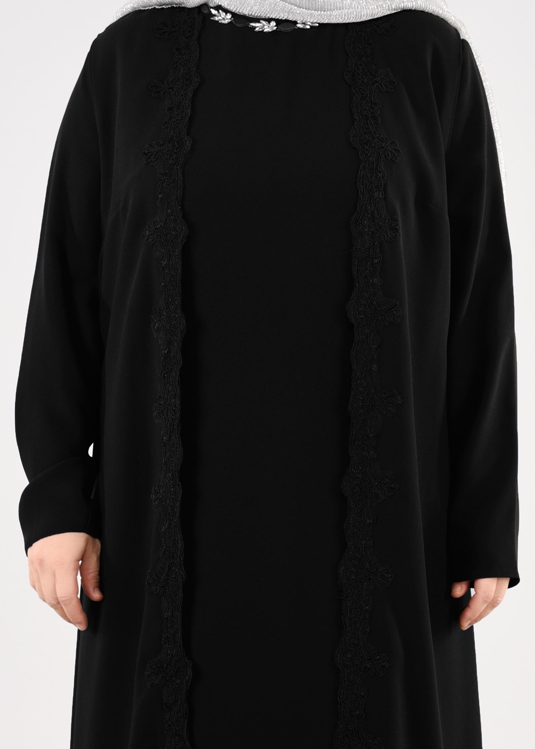 Tesettür giyim SİYAH 2699 NİL CREP 2&prime;Lİ ELBİSE 44/52 TEK46