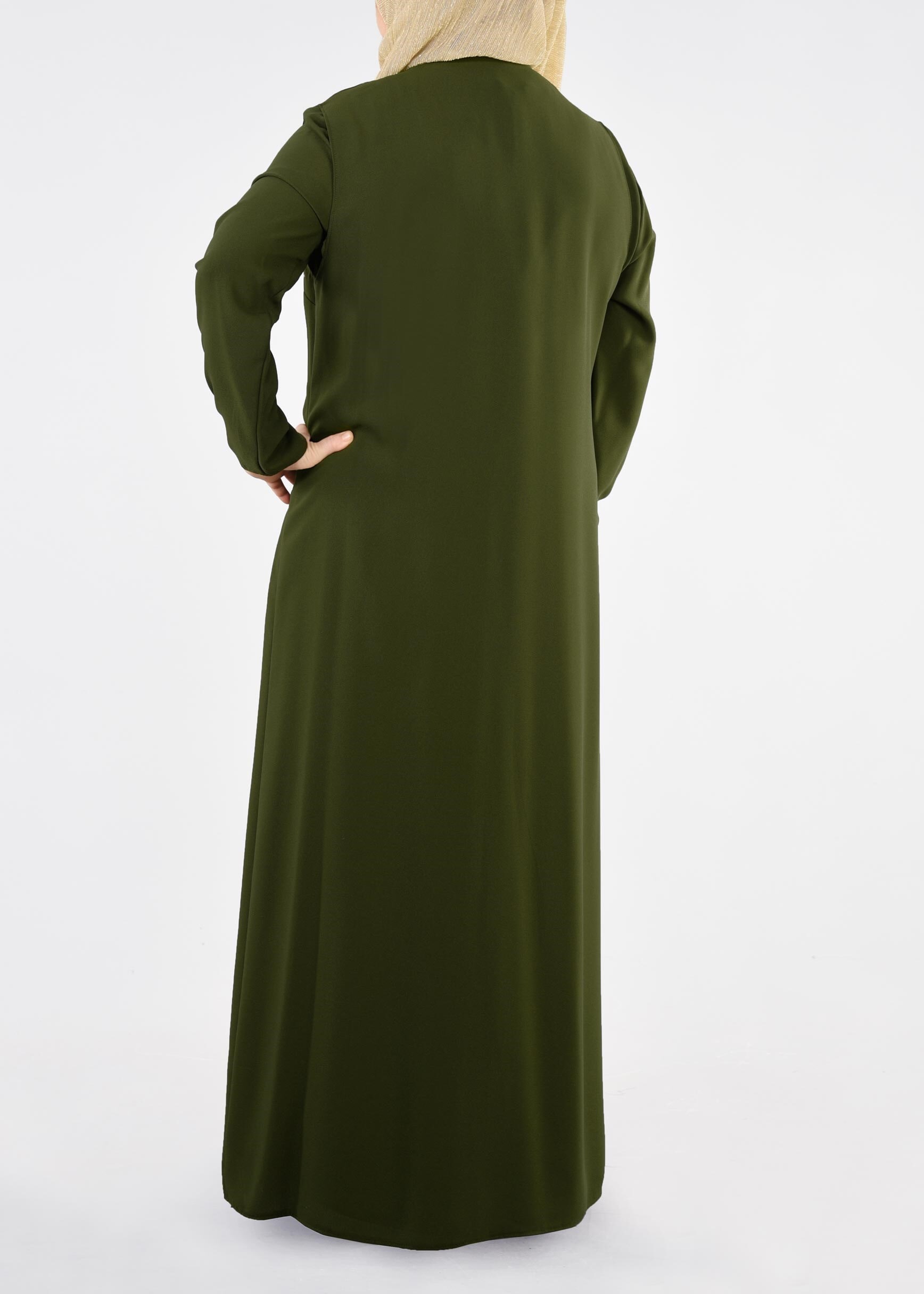 Tesettür giyim HAKİ 2699 NİL CREP 2&prime;Lİ ELBİSE 44/52 TEK46