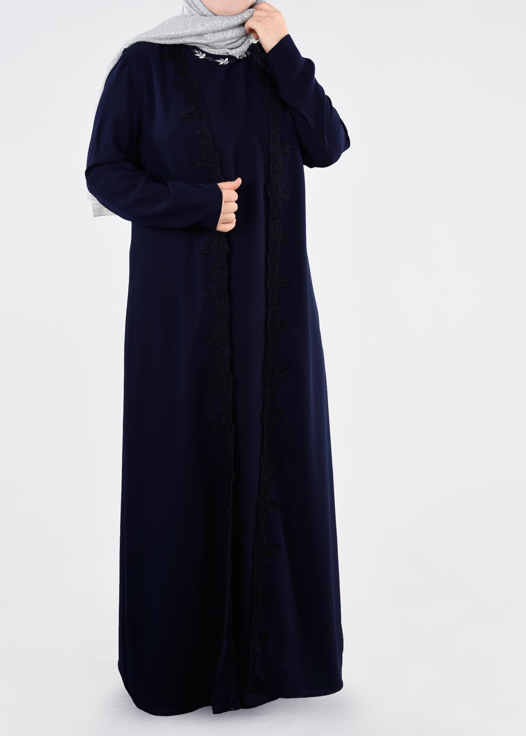 Tesettür giyim LACİVERT 2699 NİL CREP 2′Lİ ELBİSE 44/52 TEK46