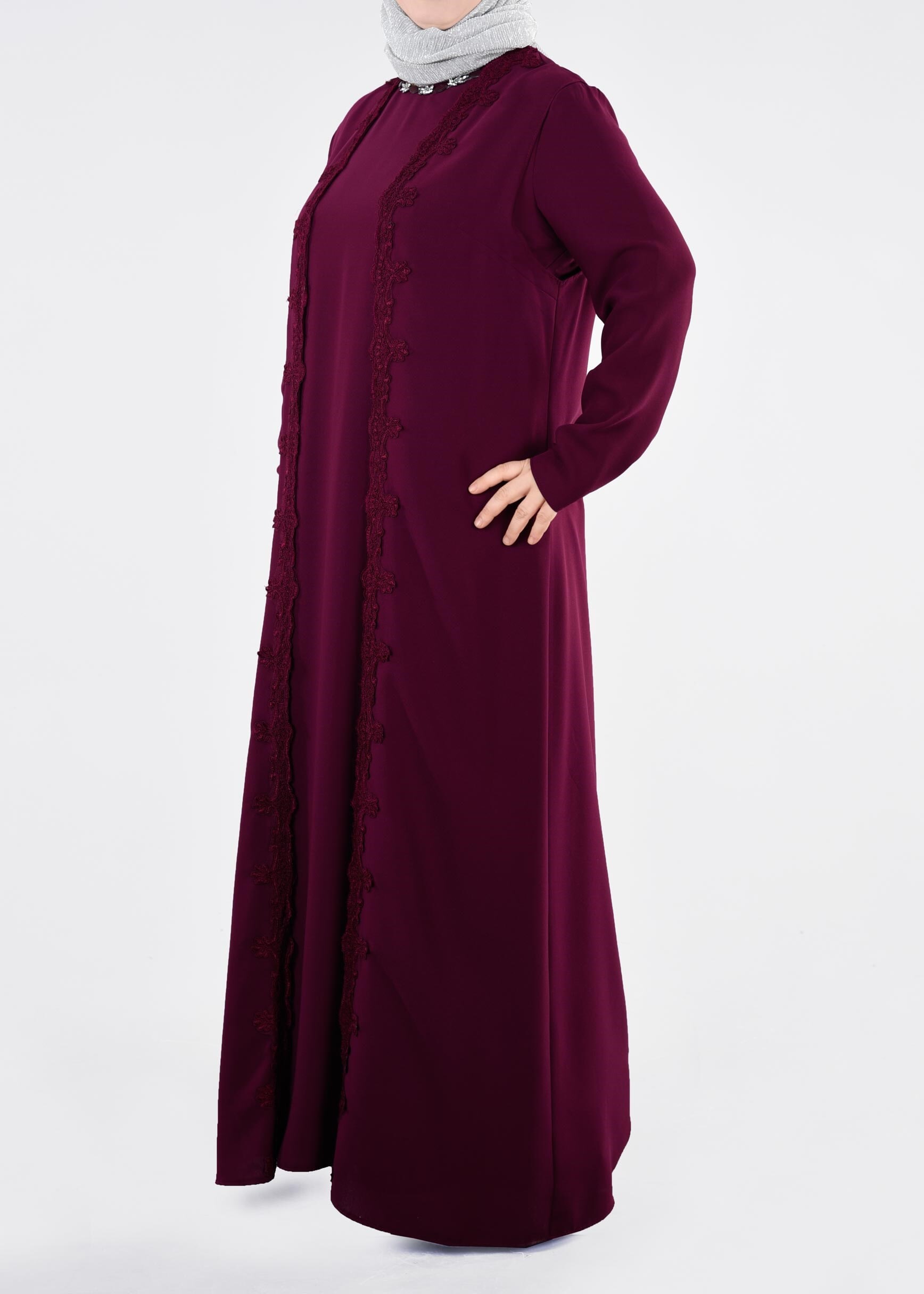 Tesettür giyim MÜRDÜM 2699 NİL CREP 2&prime;Lİ ELBİSE 44/52 TEK46