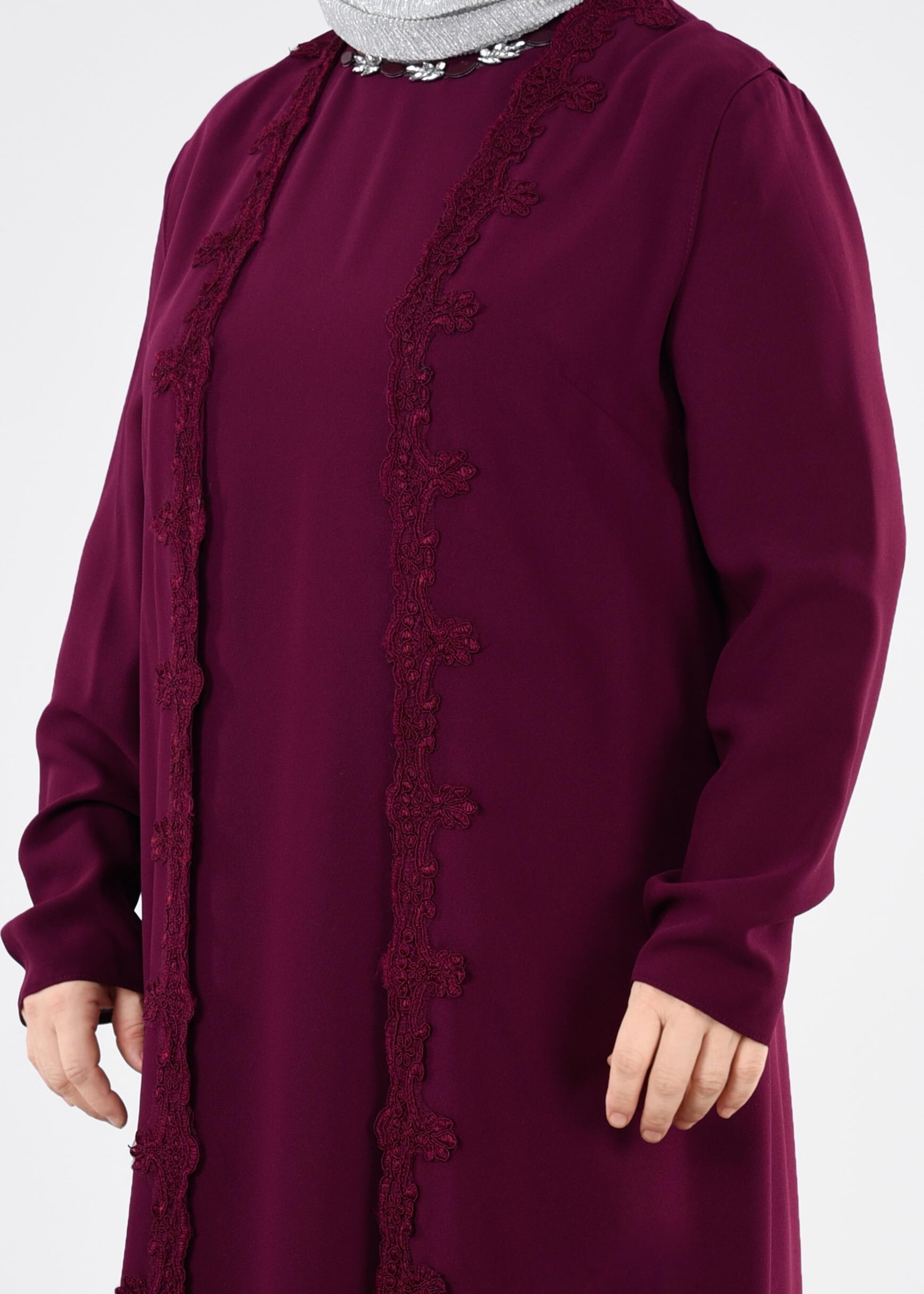 Tesettür giyim MÜRDÜM 2699 NİL CREP 2&prime;Lİ ELBİSE 44/52 TEK46