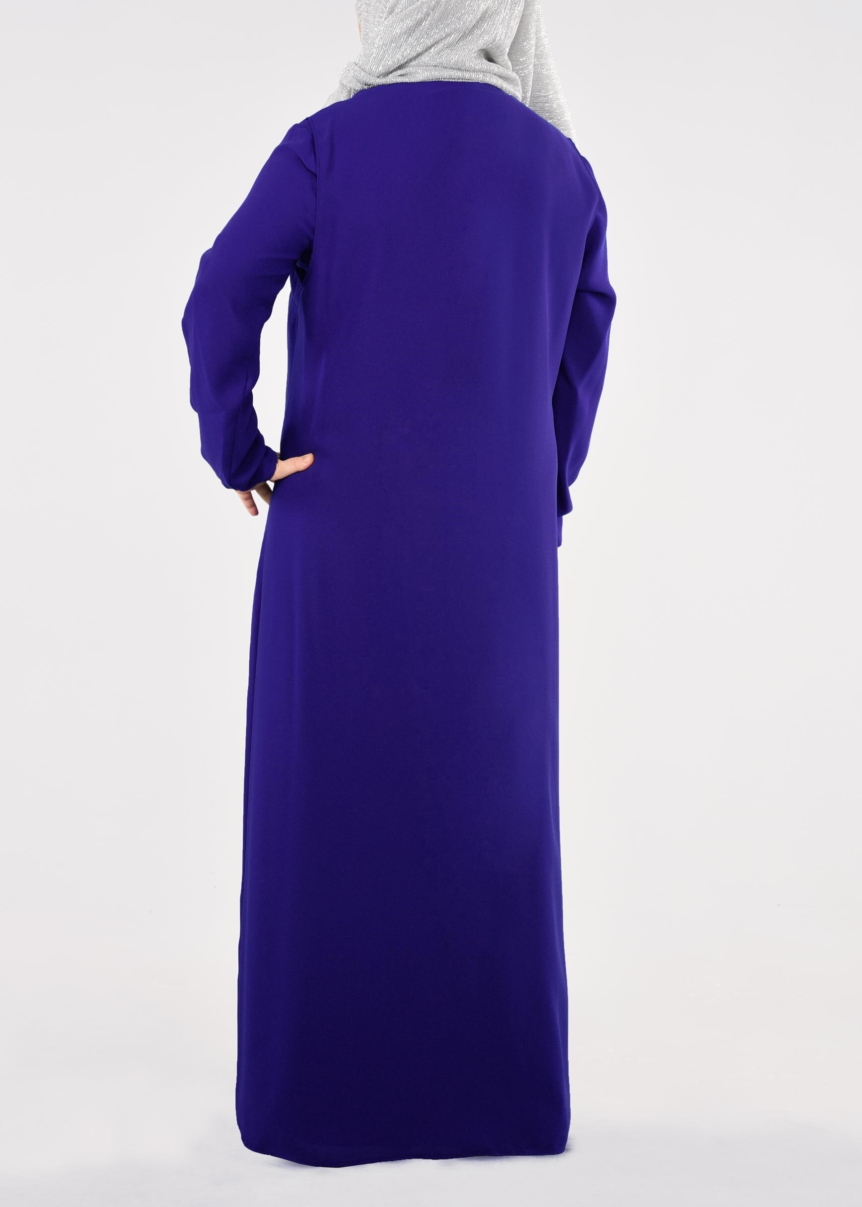 Tesettür giyim LACİVERT 2699 NİL CREP 2&prime;Lİ ELBİSE 44/52 TEK46