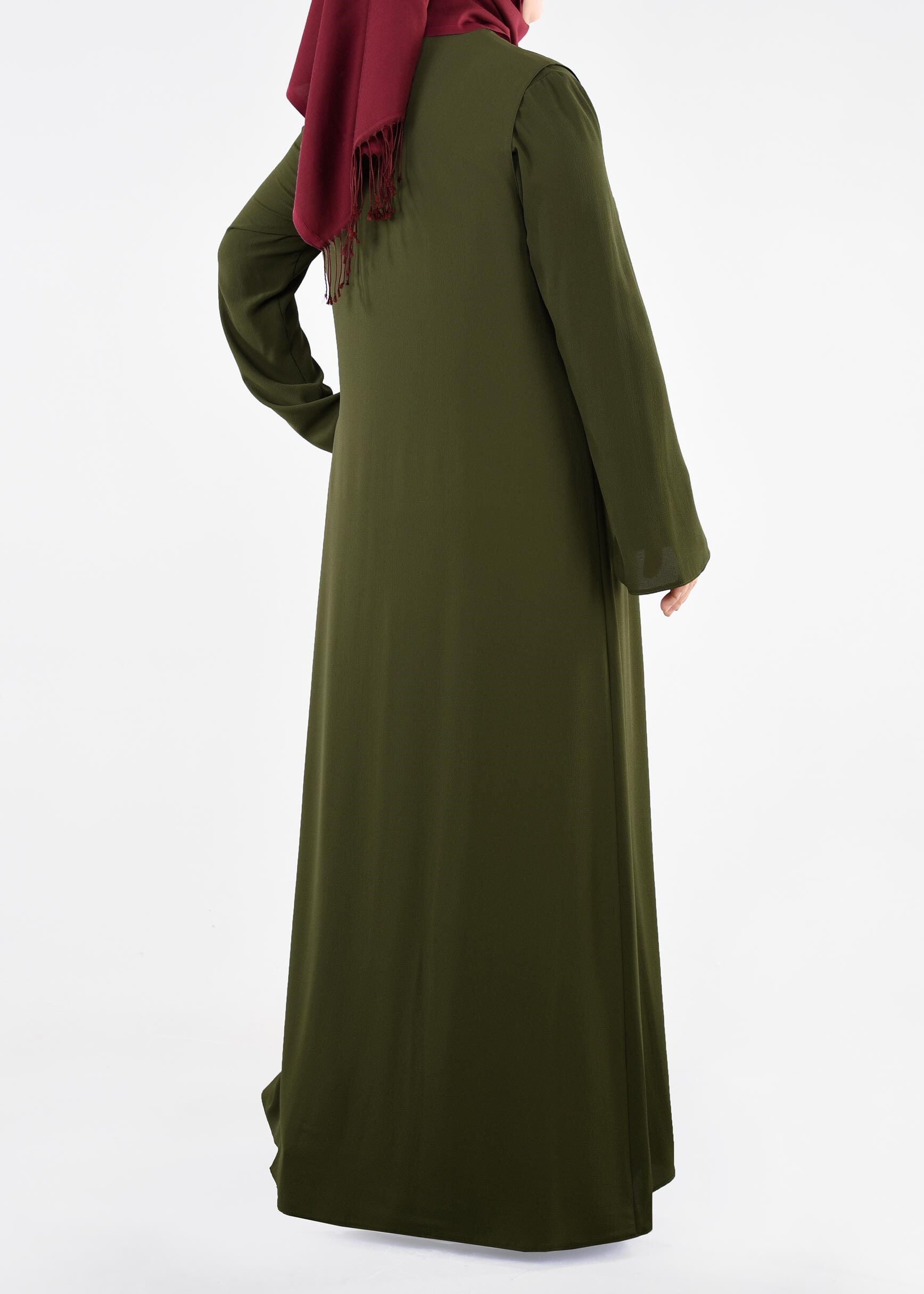 Tesettür giyim HAKİ 2702 NİŞANTAŞI 2&prime;Lİ ELBİSE 44/50 TEK46