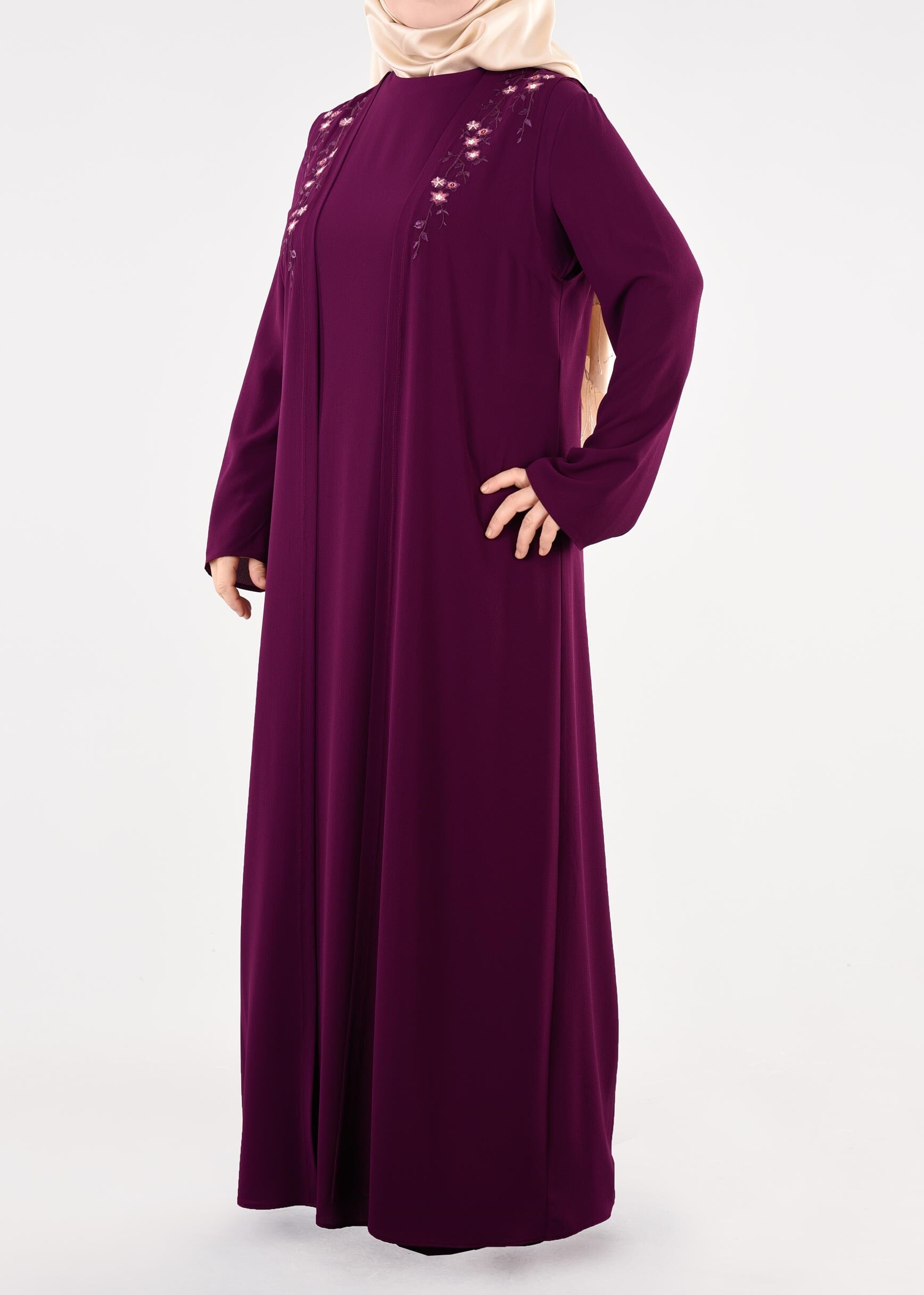 Tesettür giyim MÜRDÜM 2702 NİŞANTAŞI 2′Lİ ELBİSE 44/50 TEK46