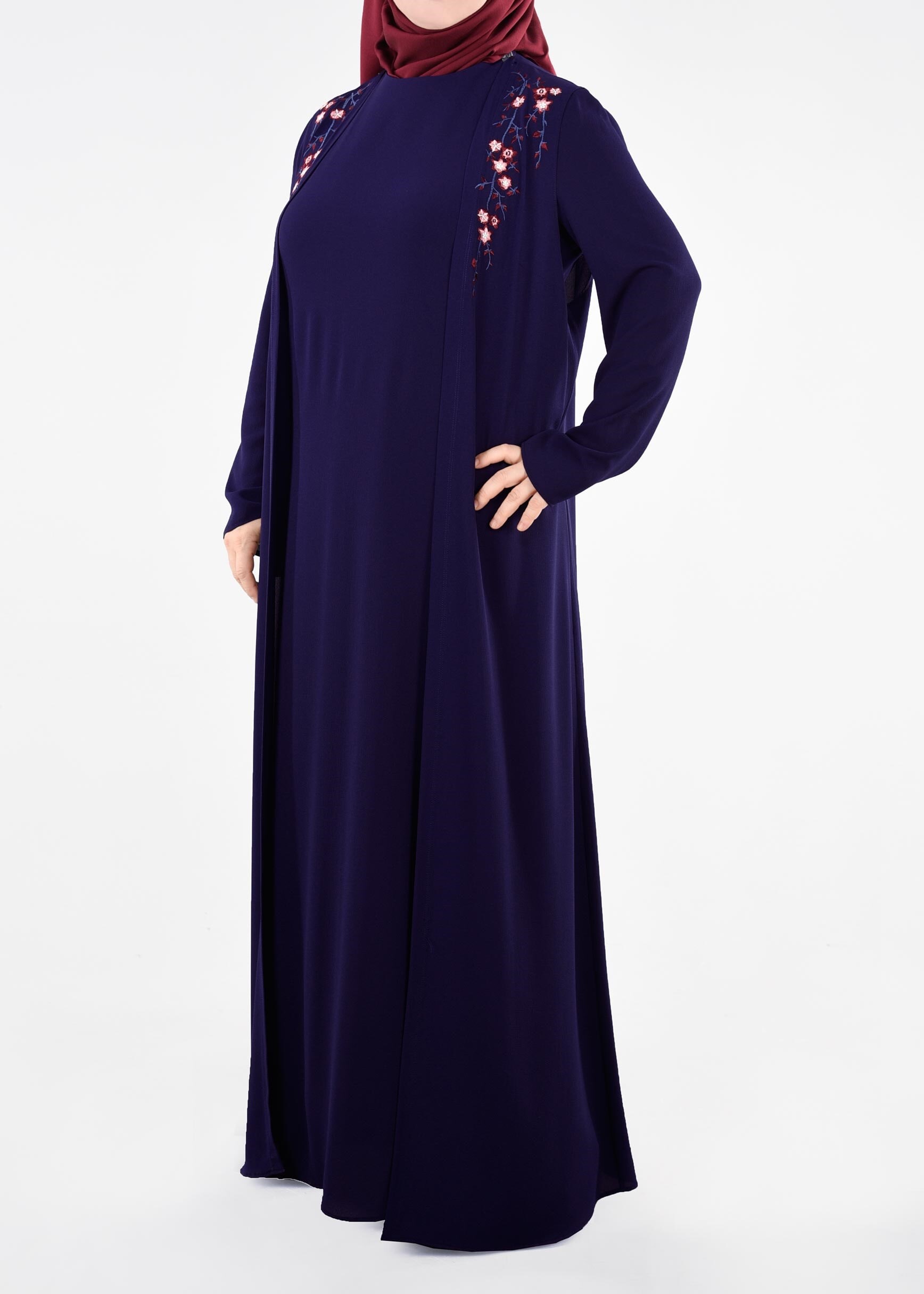 Tesettür giyim LACİVERT 2702 NİŞANTAŞI 2&prime;Lİ ELBİSE 44/50 TEK46