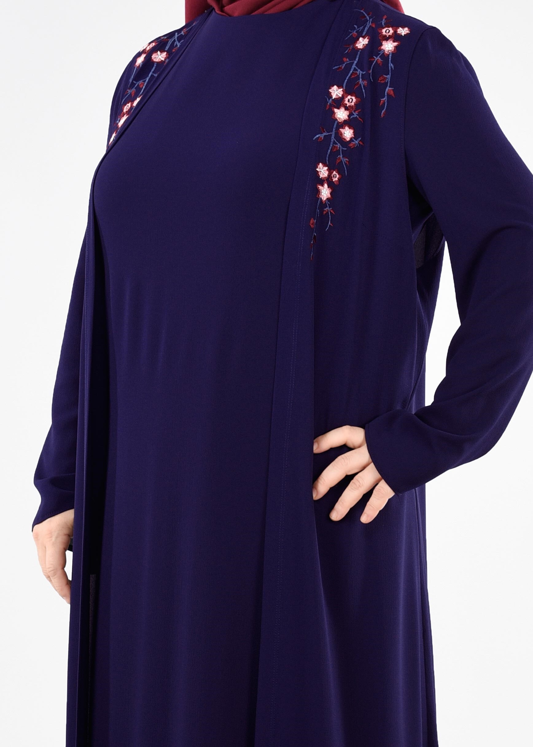 Tesettür giyim LACİVERT 2702 NİŞANTAŞI 2&prime;Lİ ELBİSE 44/50 TEK46