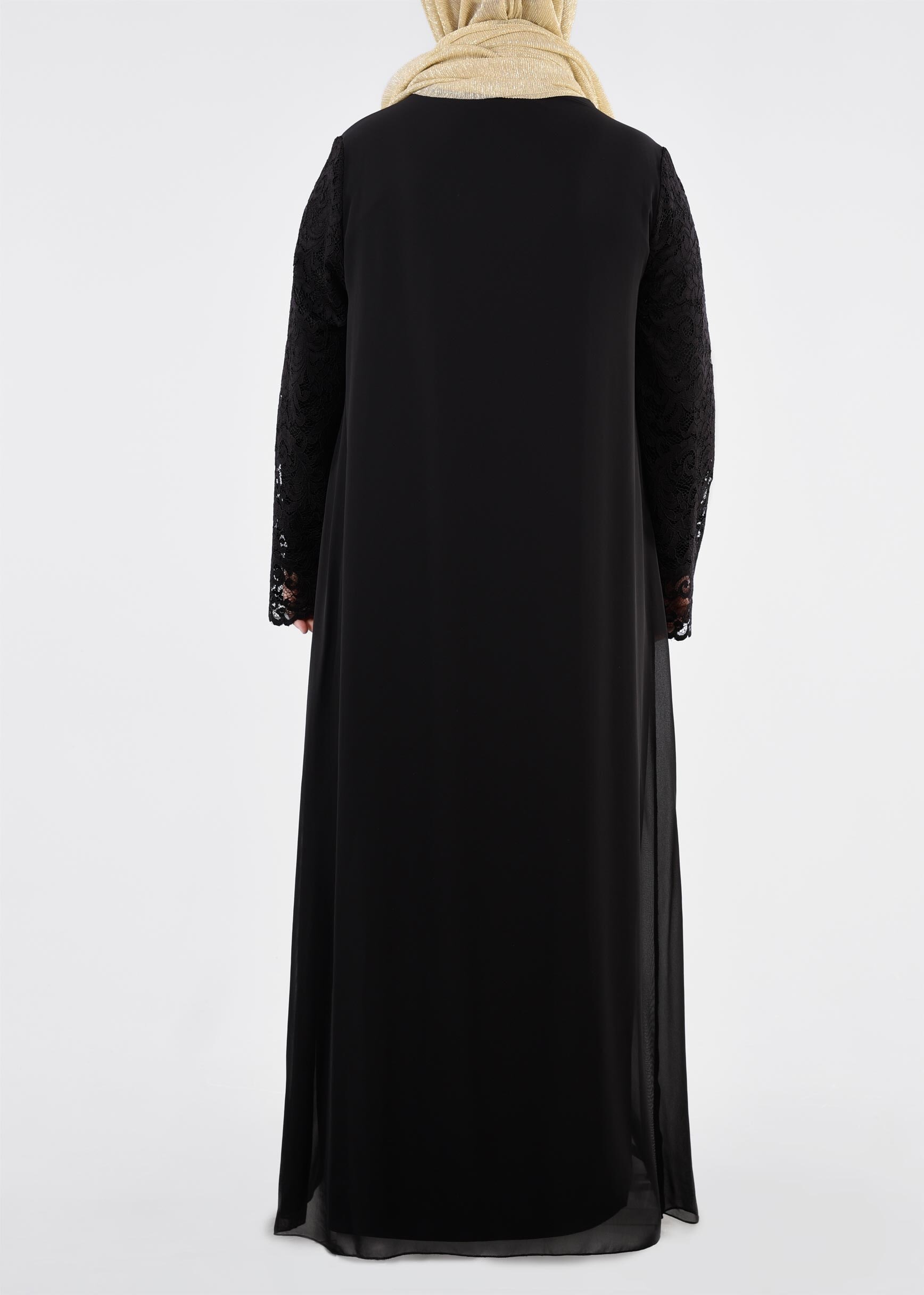 Tesettür giyim SİYAH 2726 VİZONA ELBİSE 46/52