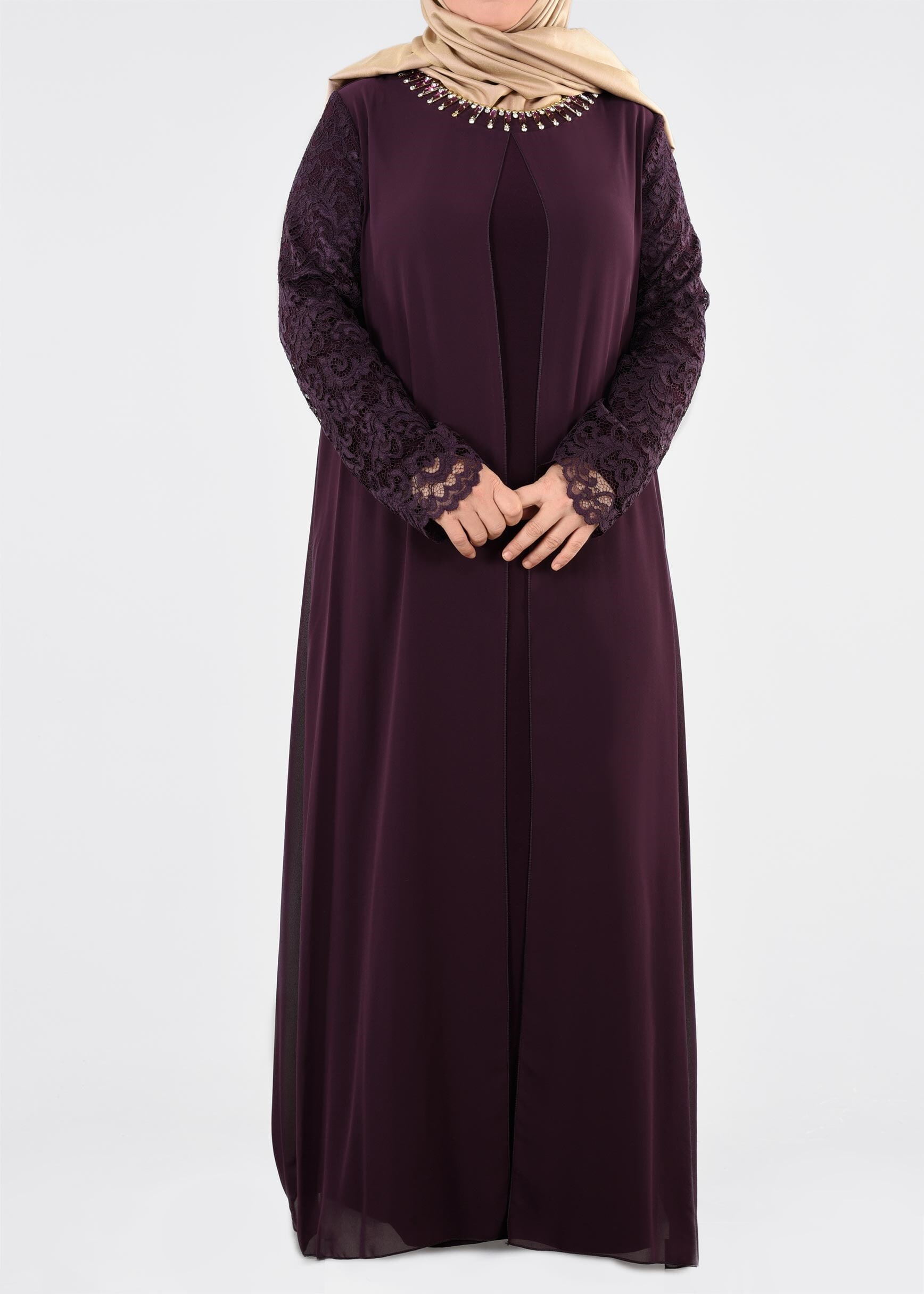 Tesettür giyim MÜRDÜM 2726 VİZONA ELBİSE 46/52