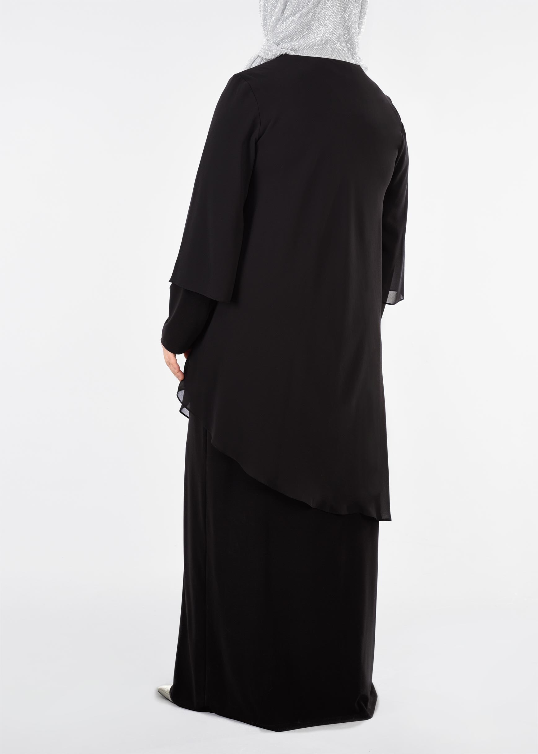 Tesettür giyim SİYAH 2728 VİZONA ELBİSE 46/52